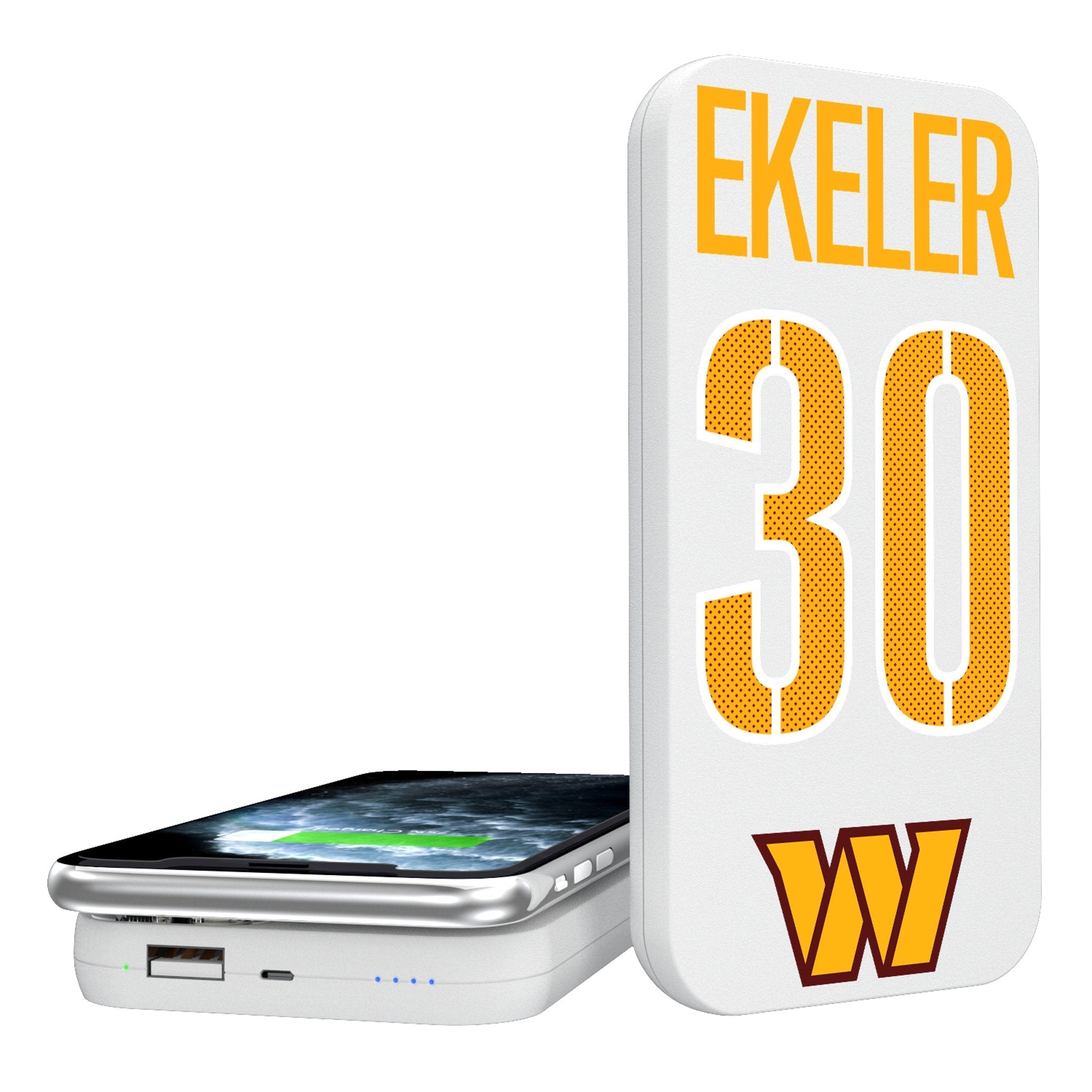 Austin Ekeler Washington Commanders 30 Ready 5000mAh Portable Wireless Charger - Sports Gifts, Sports Memorabilia, Sports Collectibles, Fan Shop