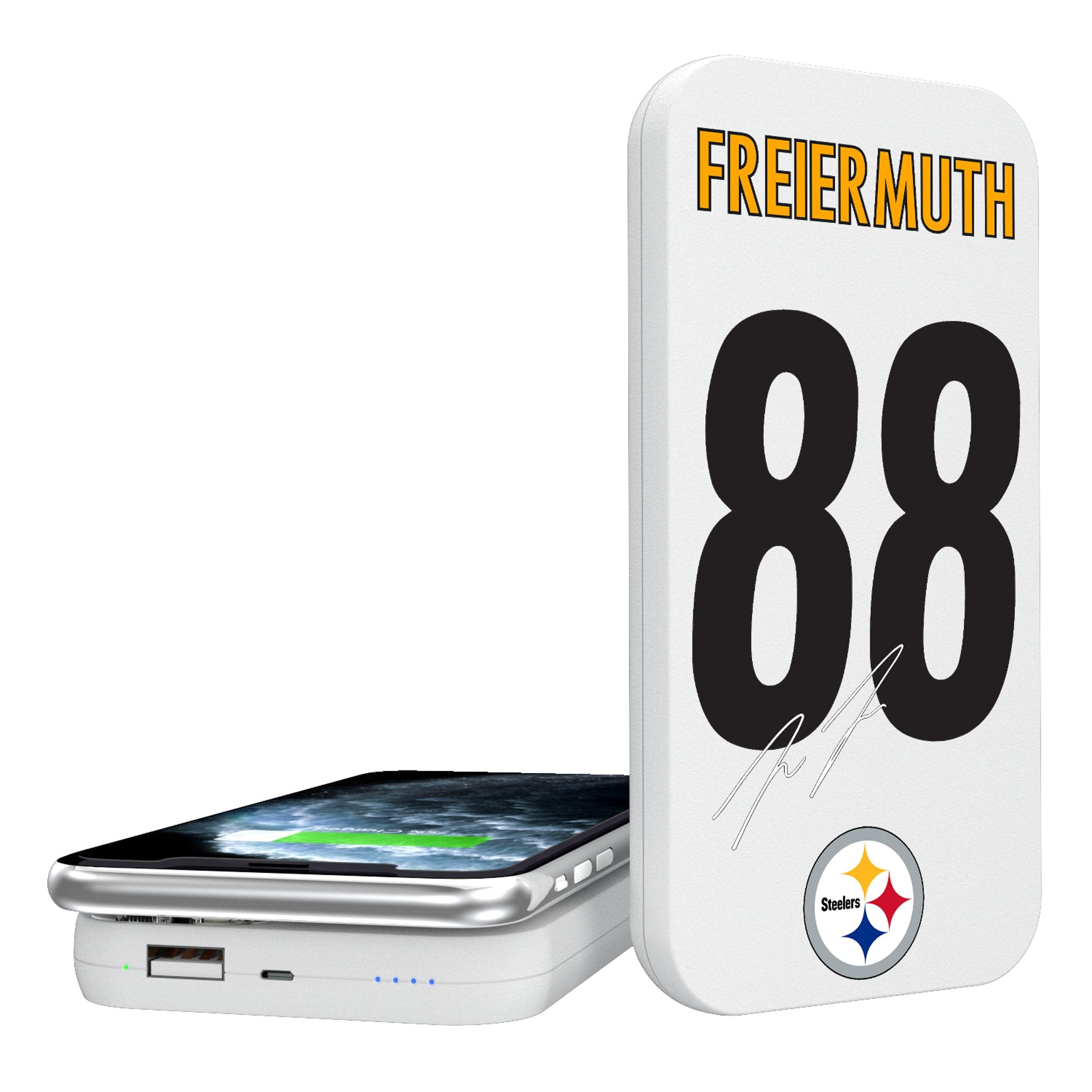 Pat Freiermuth Pittsburgh Steelers 88 Ready 5000mAh Portable Wireless Charger - Sports Gifts, Sports Memorabilia, Sports Collectibles, Fan Shop