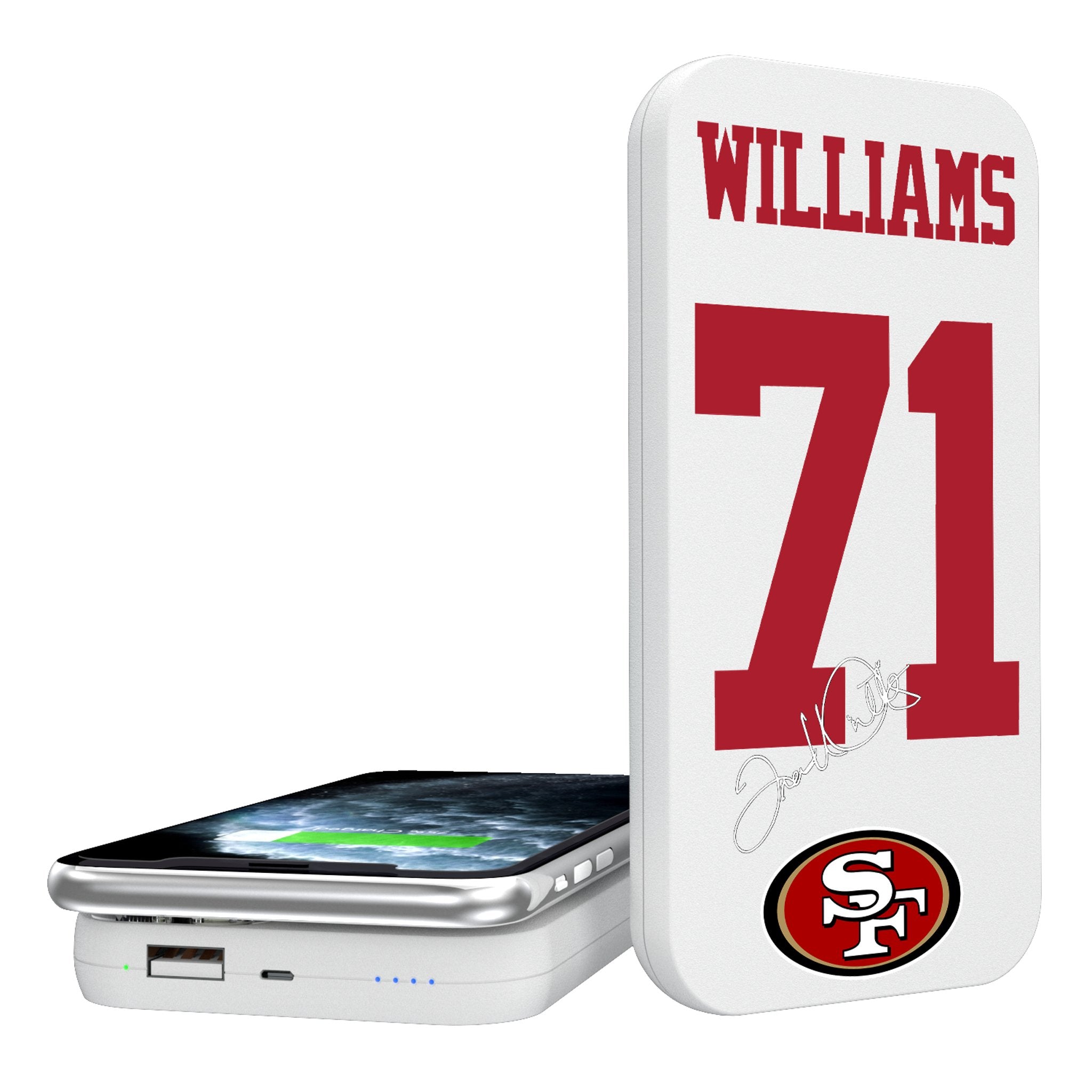 Trent Williams San Francisco 49ers 71 Ready 5000mAh Portable Wireless Charger - Sports Gifts, Sports Memorabilia, Sports Collectibles, Fan Shop