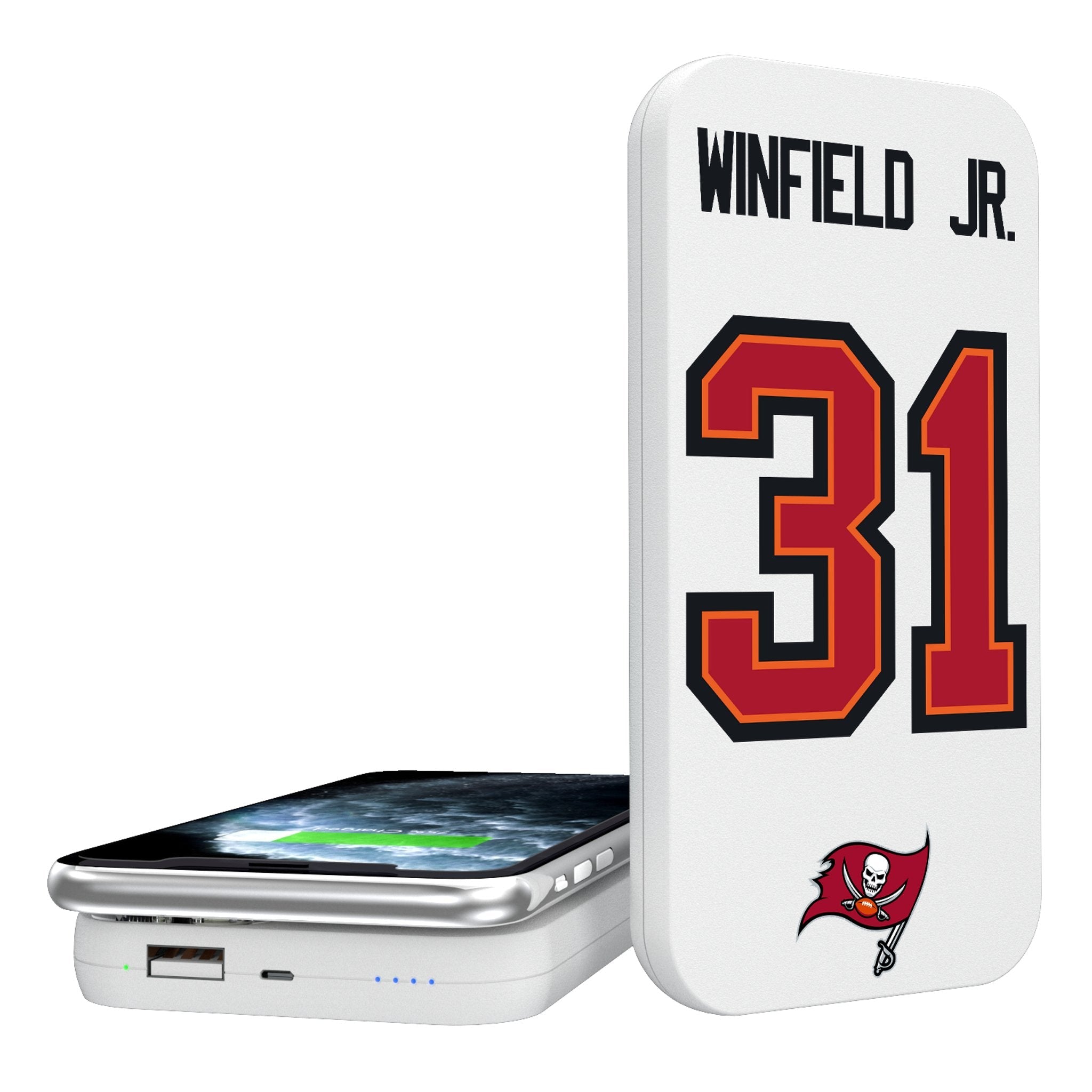 Antoine Winfield Jr. Tampa Bay Buccaneers 31 Ready 5000mAh Portable Wireless Charger - Sports Gifts, Sports Memorabilia, Sports Collectibles, Fan Shop