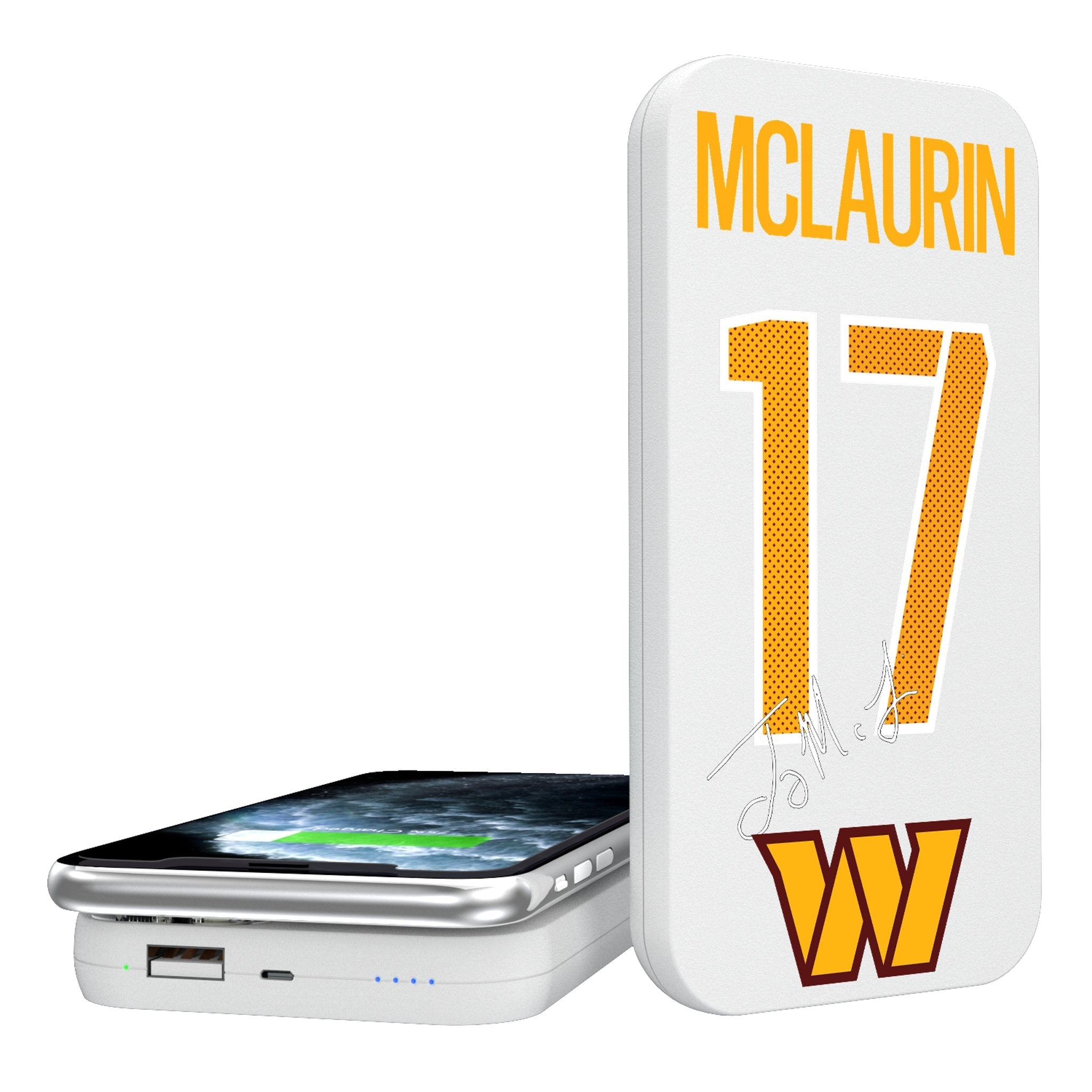 Terry McLaurin Washington Commanders 17 Ready 5000mAh Portable Wireless Charger - Sports Gifts, Sports Memorabilia, Sports Collectibles, Fan Shop