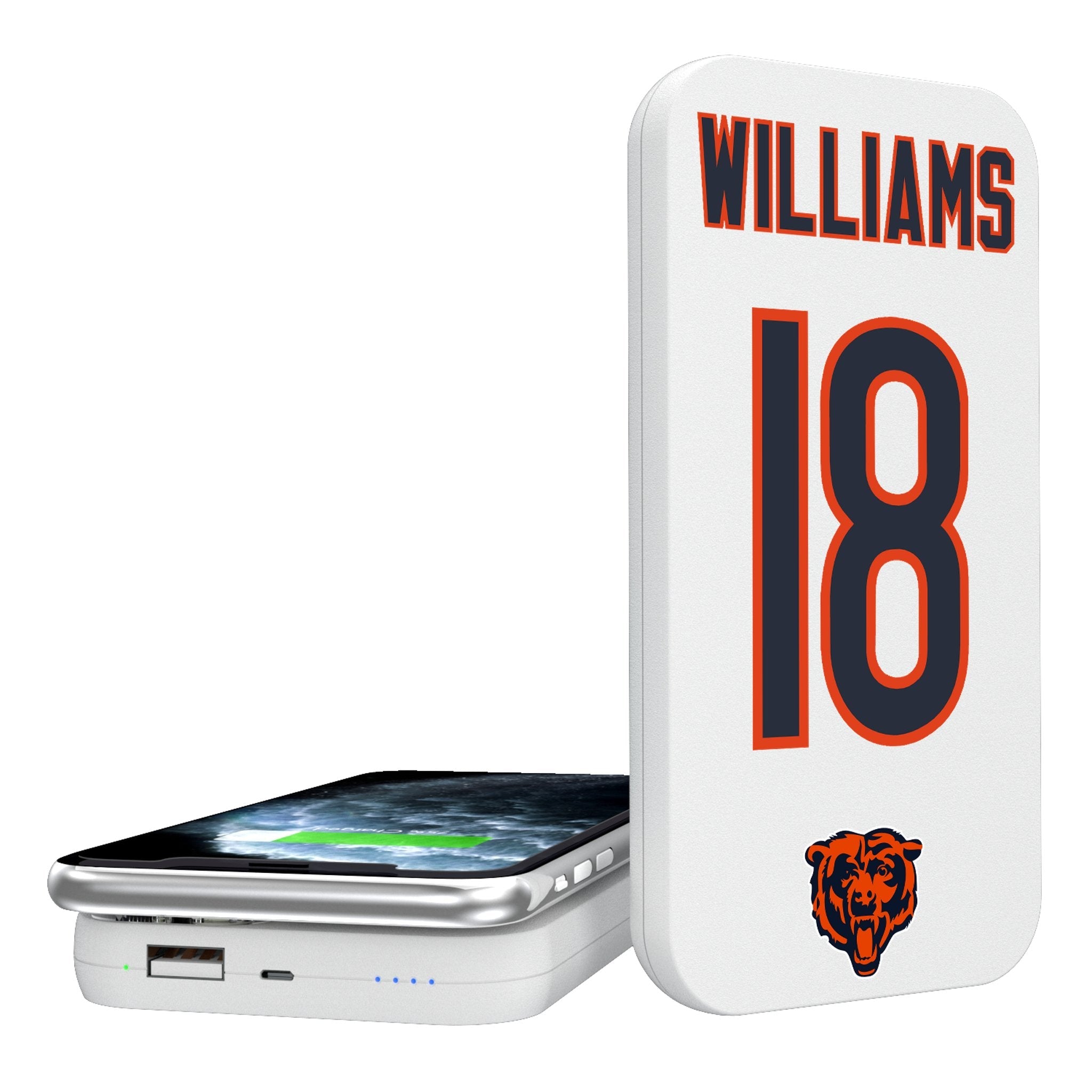 Caleb Williams Chicago Bears 18 Ready 5000mAh Portable Wireless Charger - Sports Gifts, Sports Memorabilia, Sports Collectibles, Fan Shop