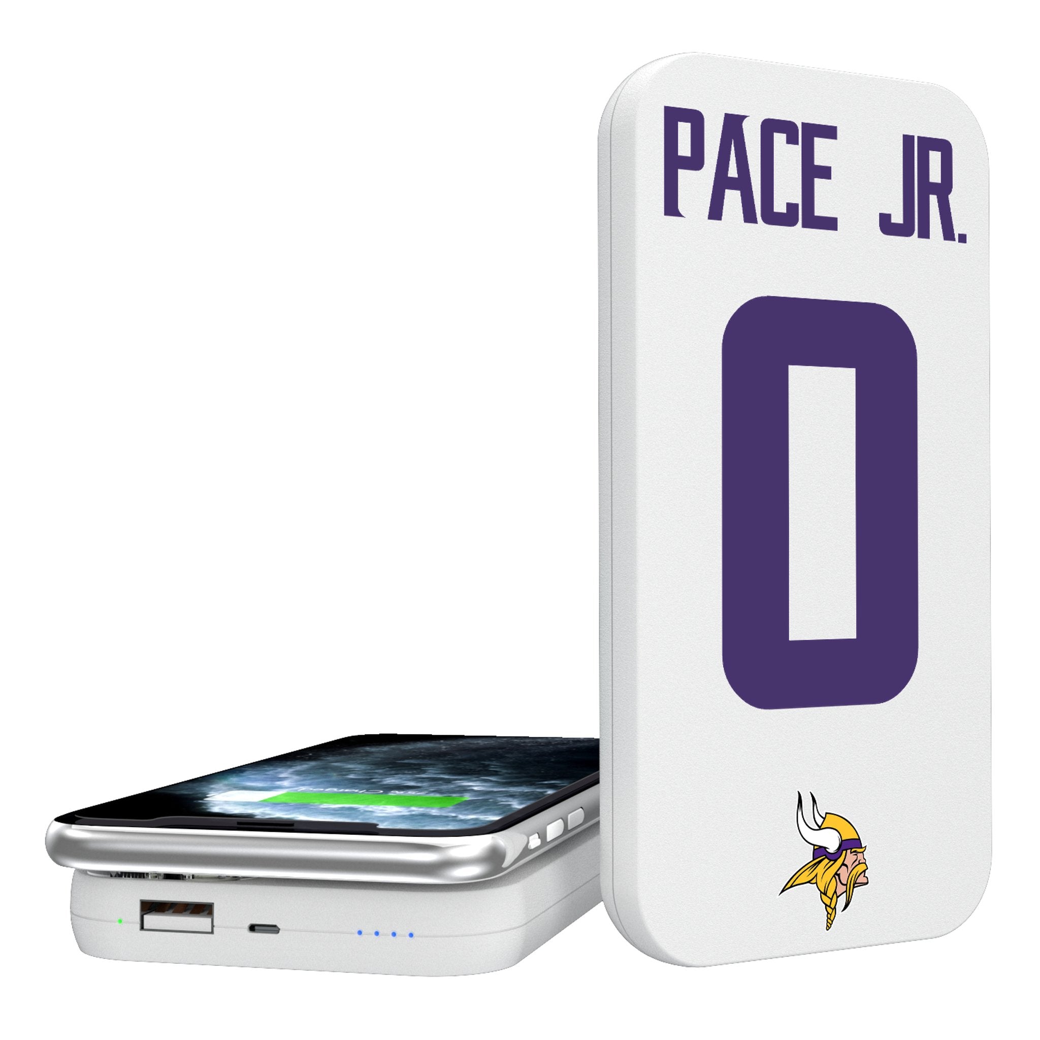 Ivan Pace Jr. Minnesota Vikings 0 Ready 5000mAh Portable Wireless Charger - Sports Gifts, Sports Memorabilia, Sports Collectibles, Fan Shop