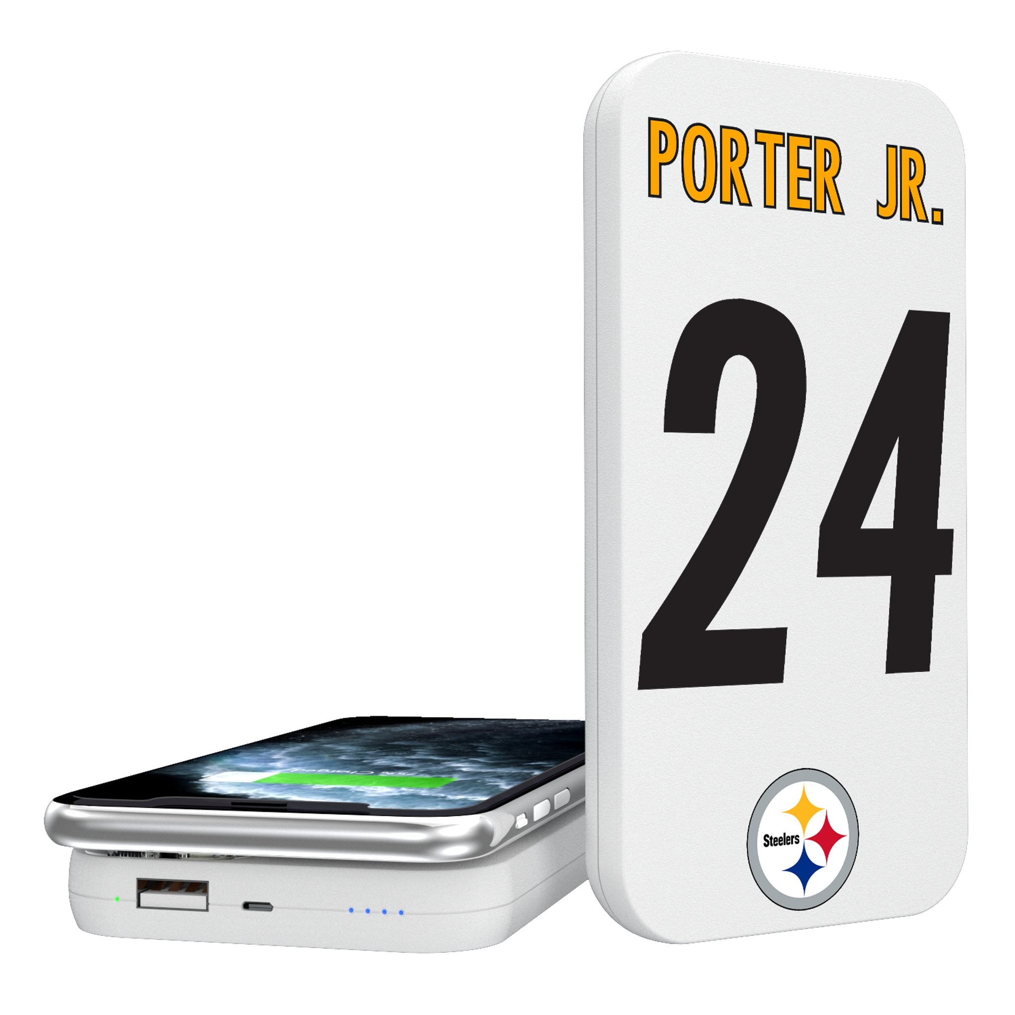 Joey Porter Jr. Pittsburgh Steelers 24 Ready 5000mAh Portable Wireless Charger - Sports Gifts, Sports Memorabilia, Sports Collectibles, Fan Shop