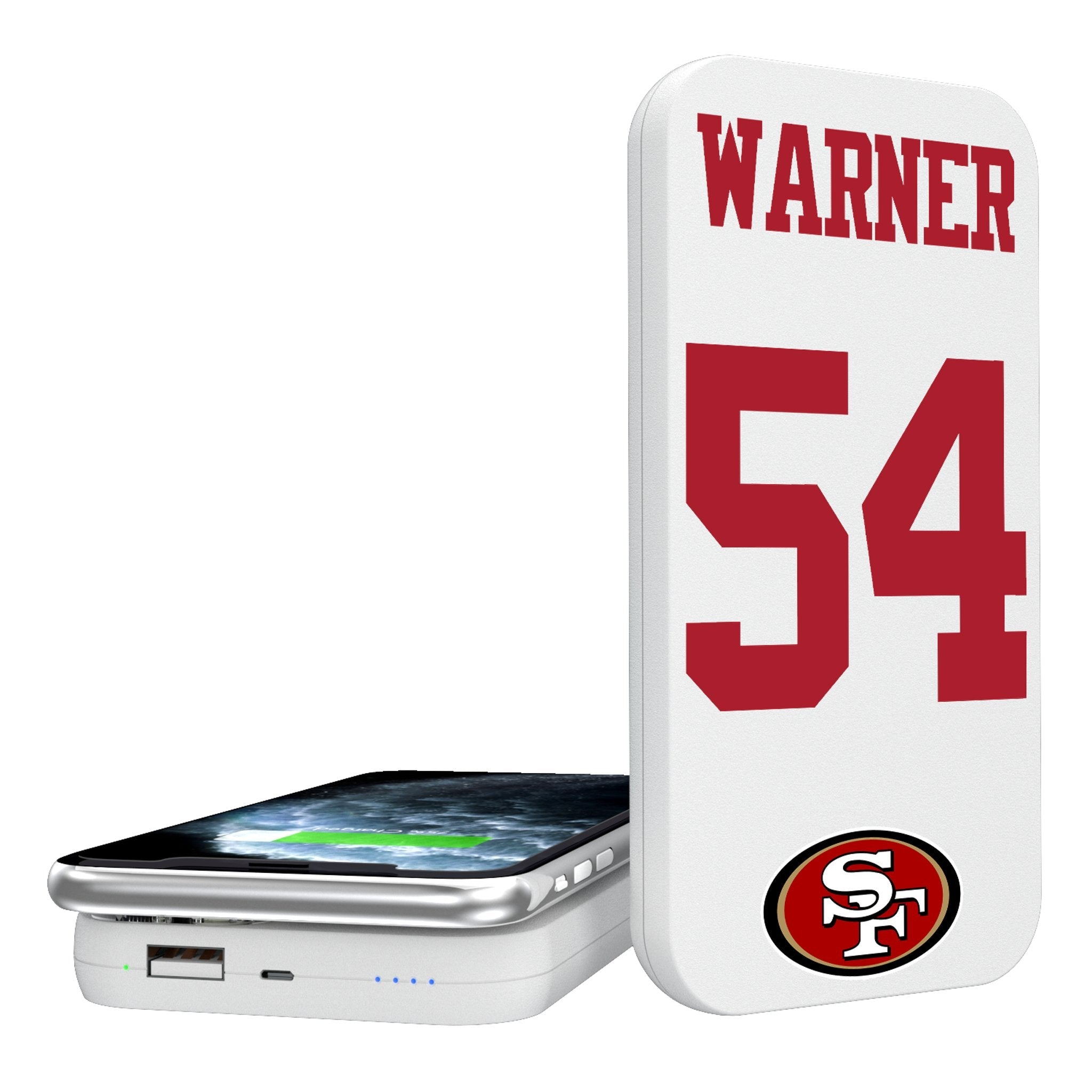 Fred Warner San Francisco 49ers 54 Ready 5000mAh Portable Wireless Charger - Sports Gifts, Sports Memorabilia, Sports Collectibles, Fan Shop