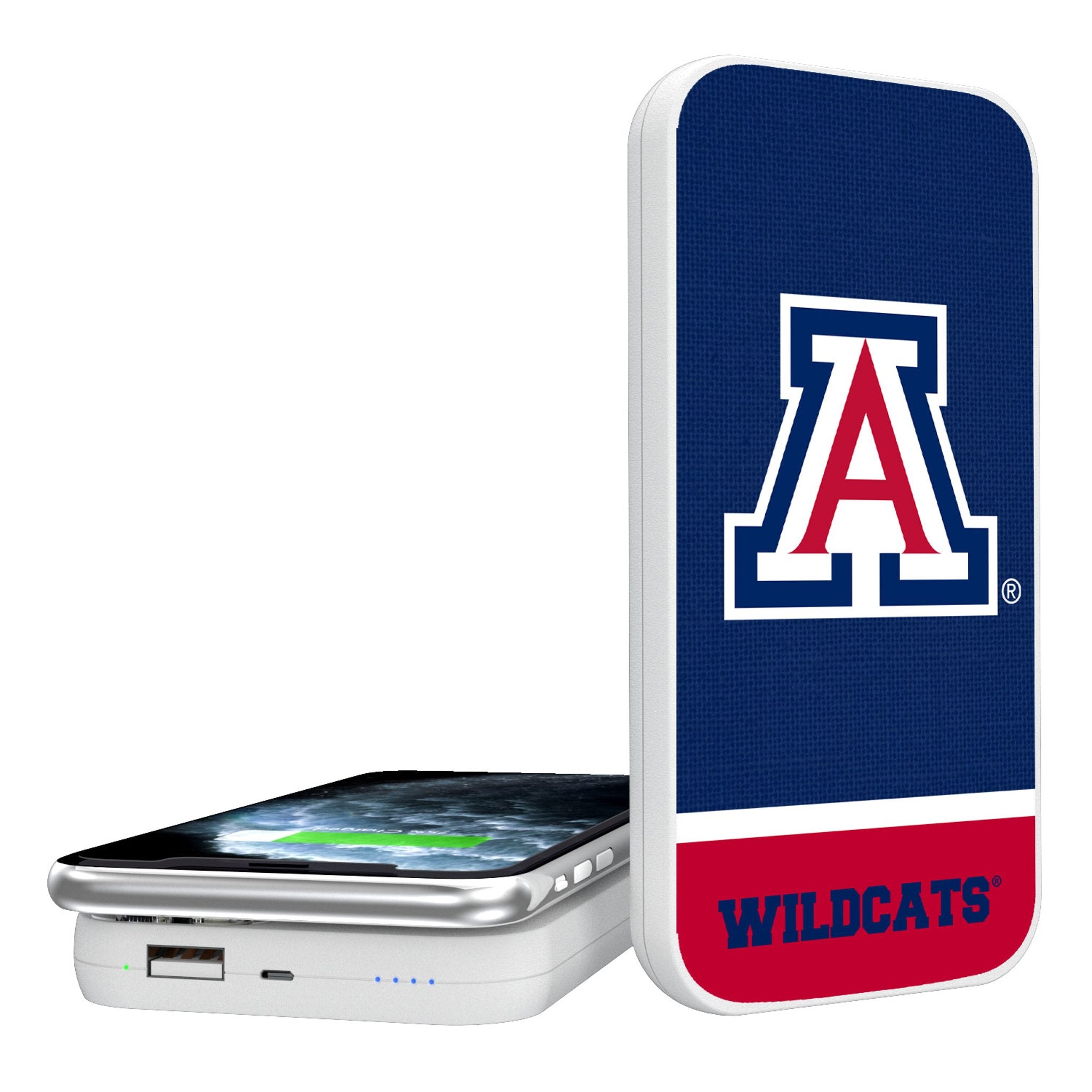 University of Arizona Wildcats Endzone Solid 5000mAh Portable Wireless Charger - Sports Gifts, Sports Memorabilia, Sports Collectibles, Fan Shop