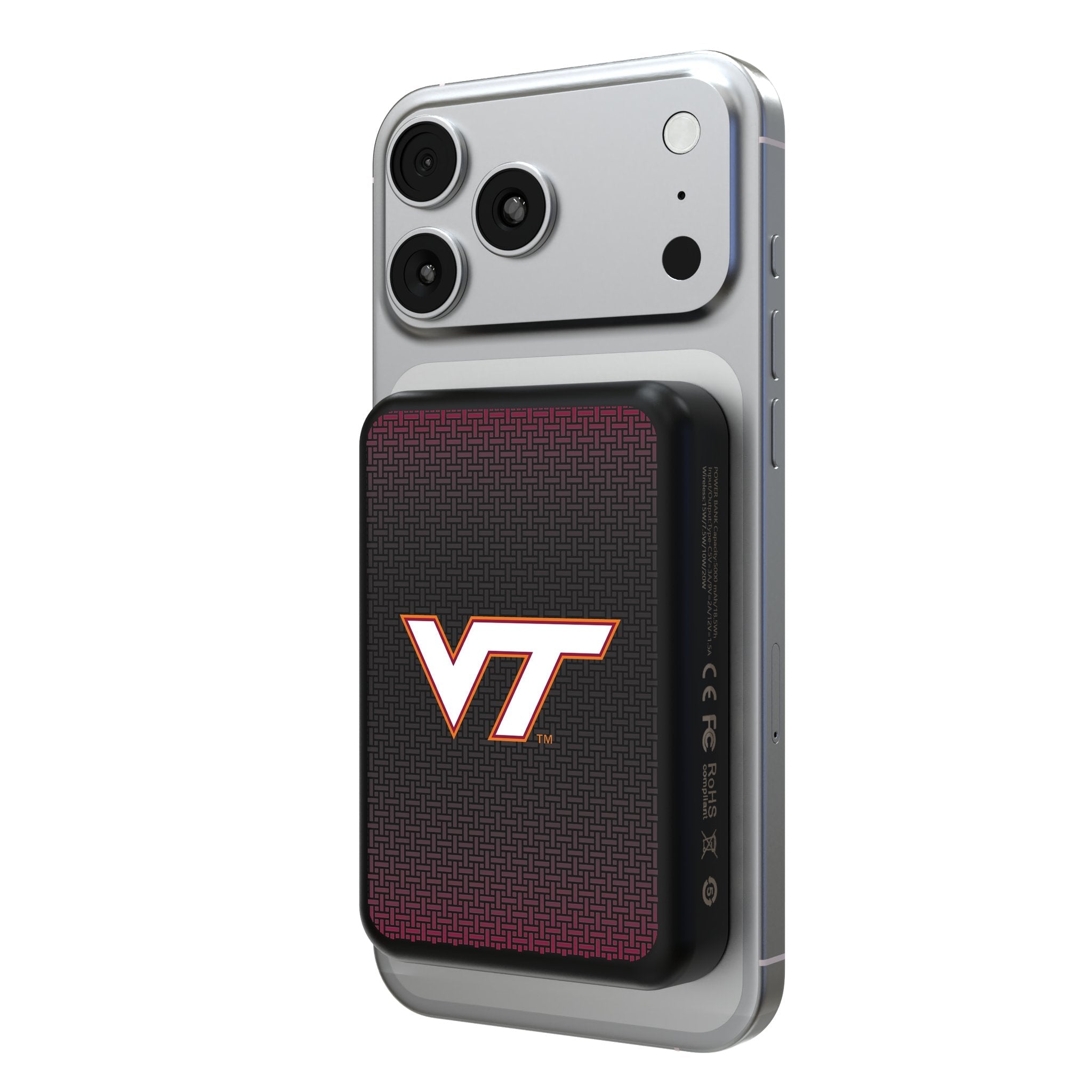 Virginia Tech Hokies Linen Wireless Mag Power Bank - Sports Gifts, Sports Memorabilia, Sports Collectibles, Fan Shop