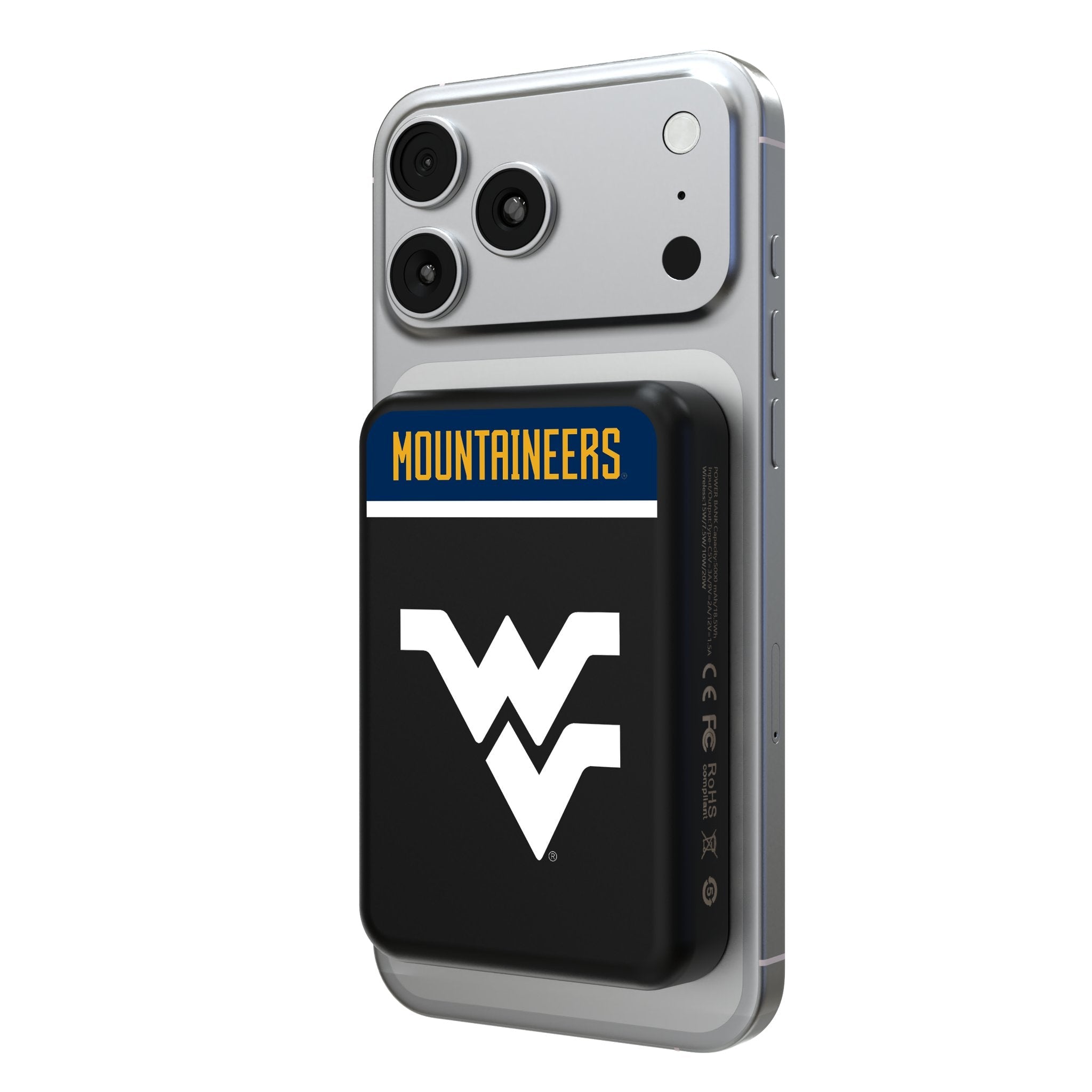 West Virginia University Mountaineers Endzone Plus Wireless Mag Power Bank - Sports Gifts, Sports Memorabilia, Sports Collectibles, Fan Shop