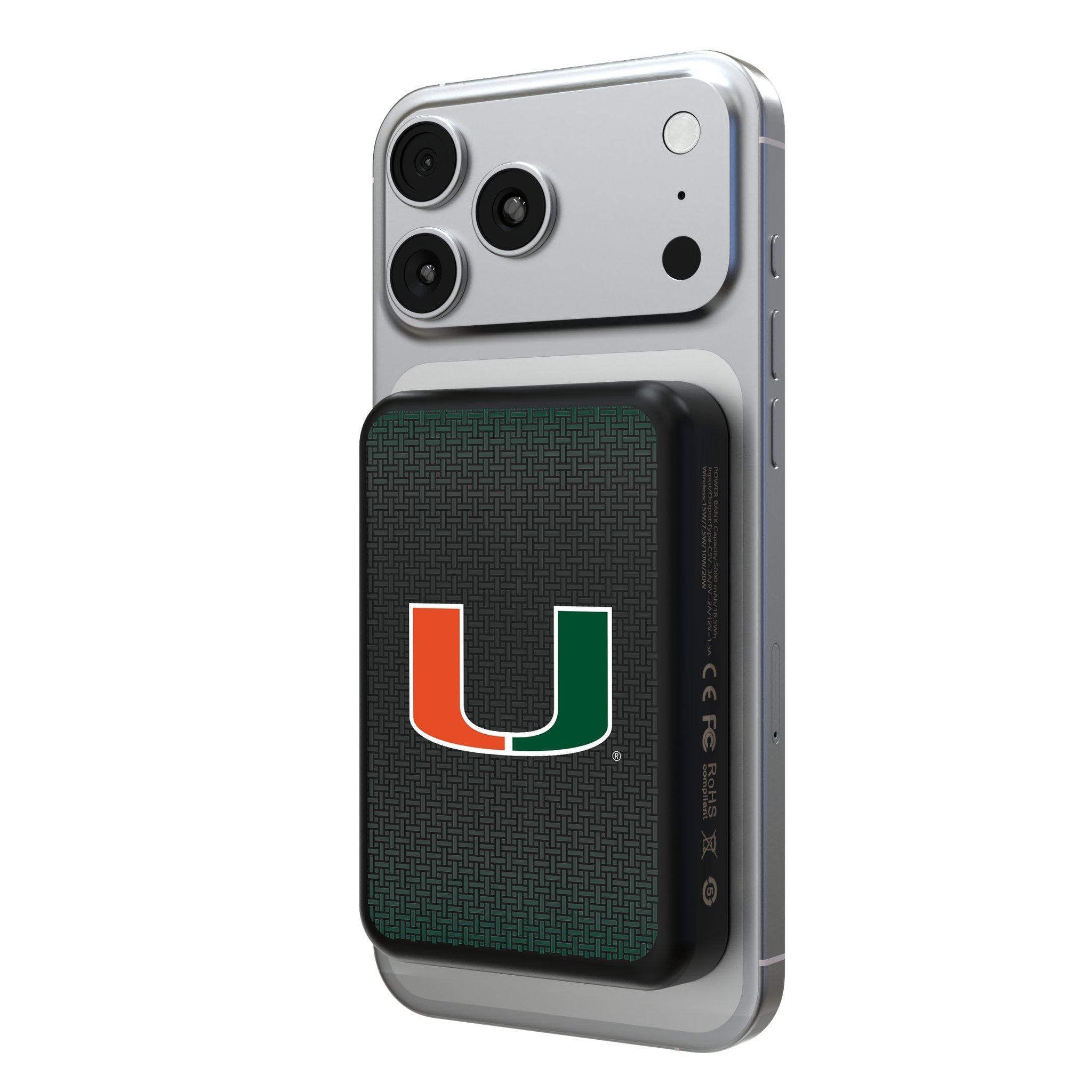 University of Miami Hurricanes Linen Wireless Mag Power Bank - Sports Gifts, Sports Memorabilia, Sports Collectibles, Fan Shop