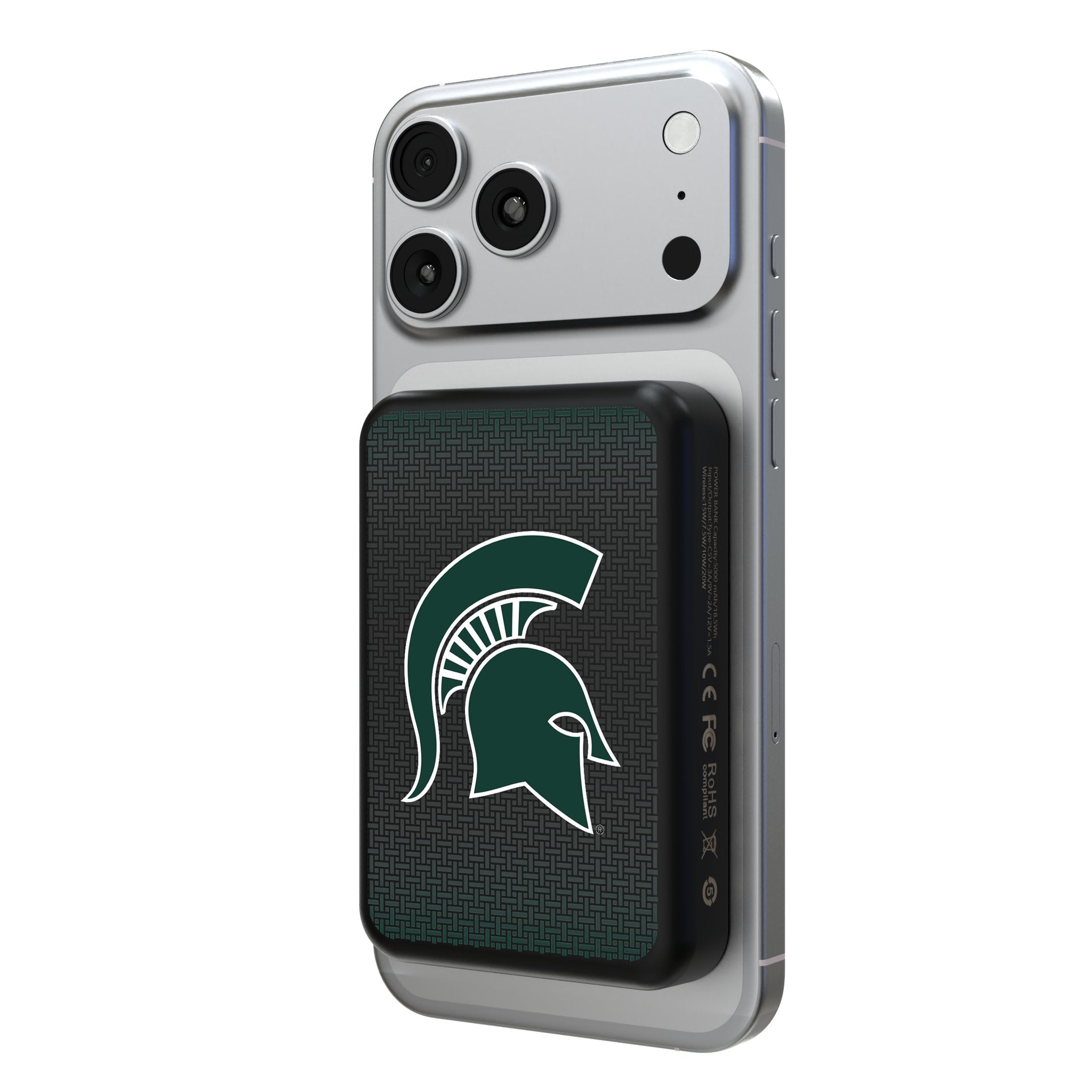 Michigan State University Spartans Linen Wireless Mag Power Bank - Sports Gifts, Sports Memorabilia, Sports Collectibles, Fan Shop