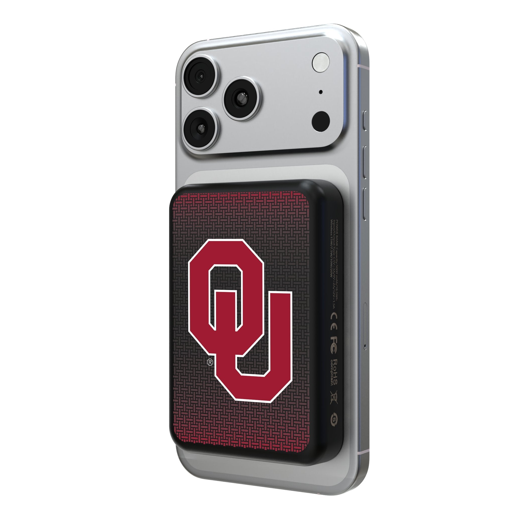 University of Oklahoma Sooners Linen Wireless Mag Power Bank - Sports Gifts, Sports Memorabilia, Sports Collectibles, Fan Shop