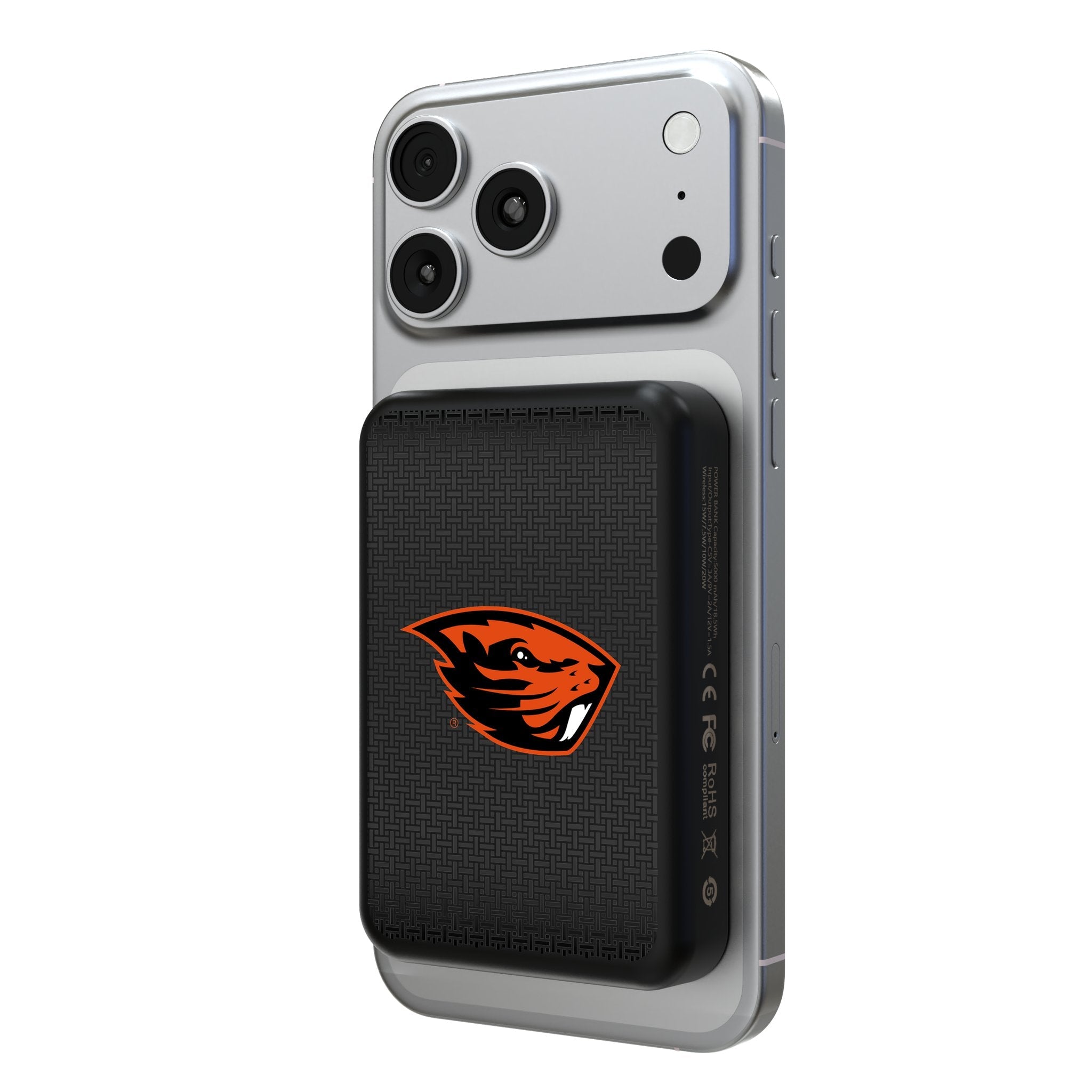 Oregon State University Beavers Linen Wireless Mag Power Bank - Sports Gifts, Sports Memorabilia, Sports Collectibles, Fan Shop