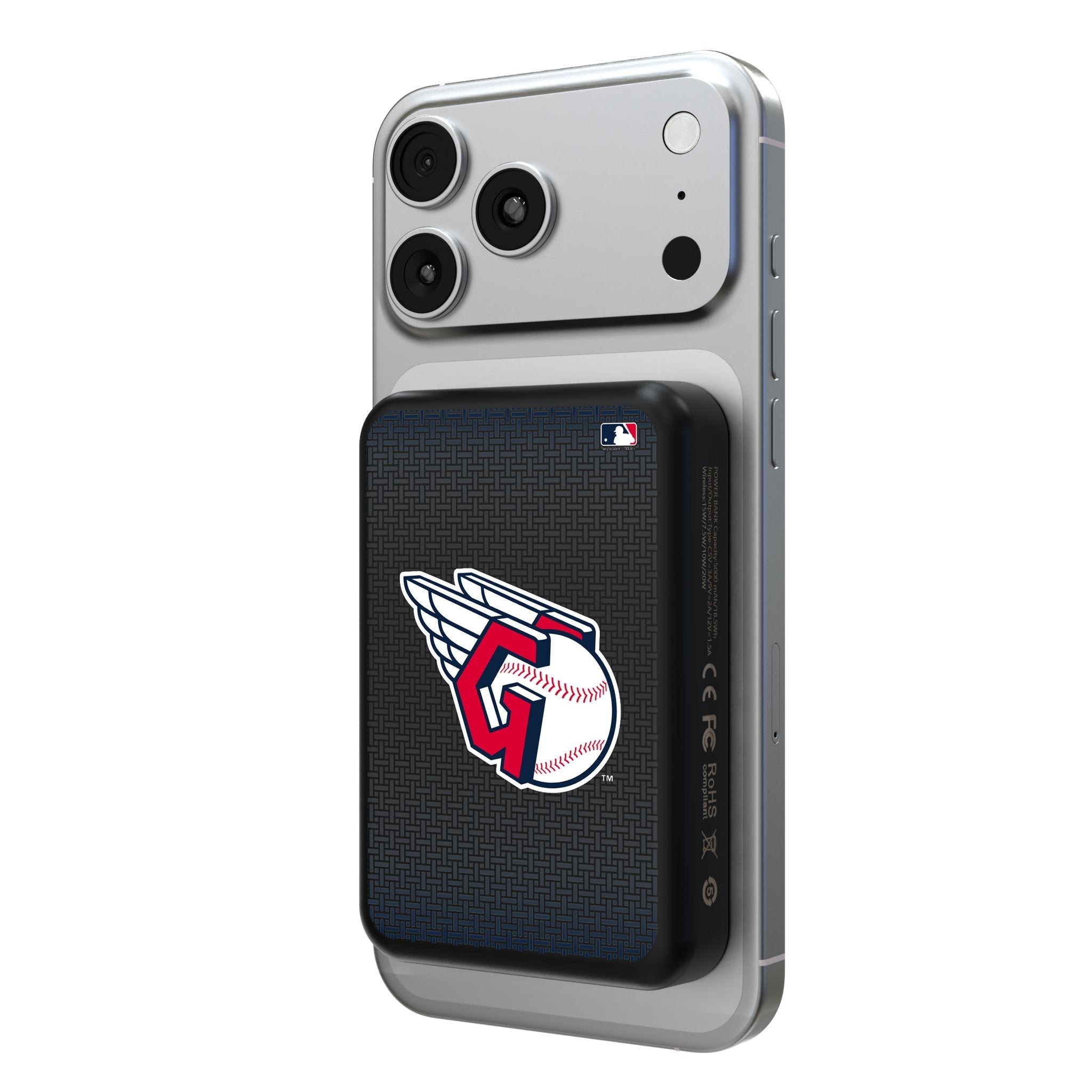 Cleveland Guardians Linen Wireless Mag Power Bank - Sports Gifts, Sports Memorabilia, Sports Collectibles, Fan Shop