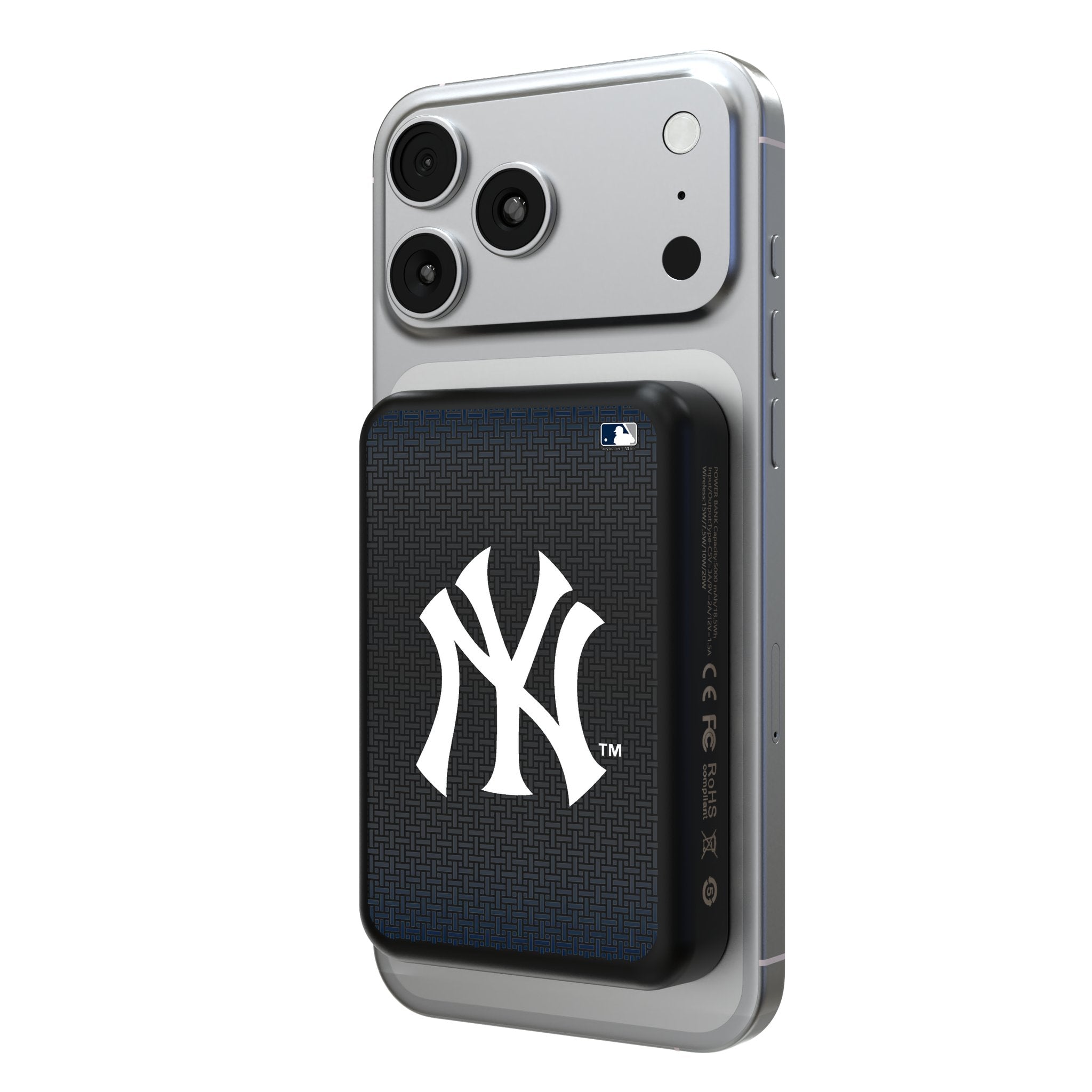 New York Yankees Linen Wireless Mag Power Bank - Sports Gifts, Sports Memorabilia, Sports Collectibles, Fan Shop