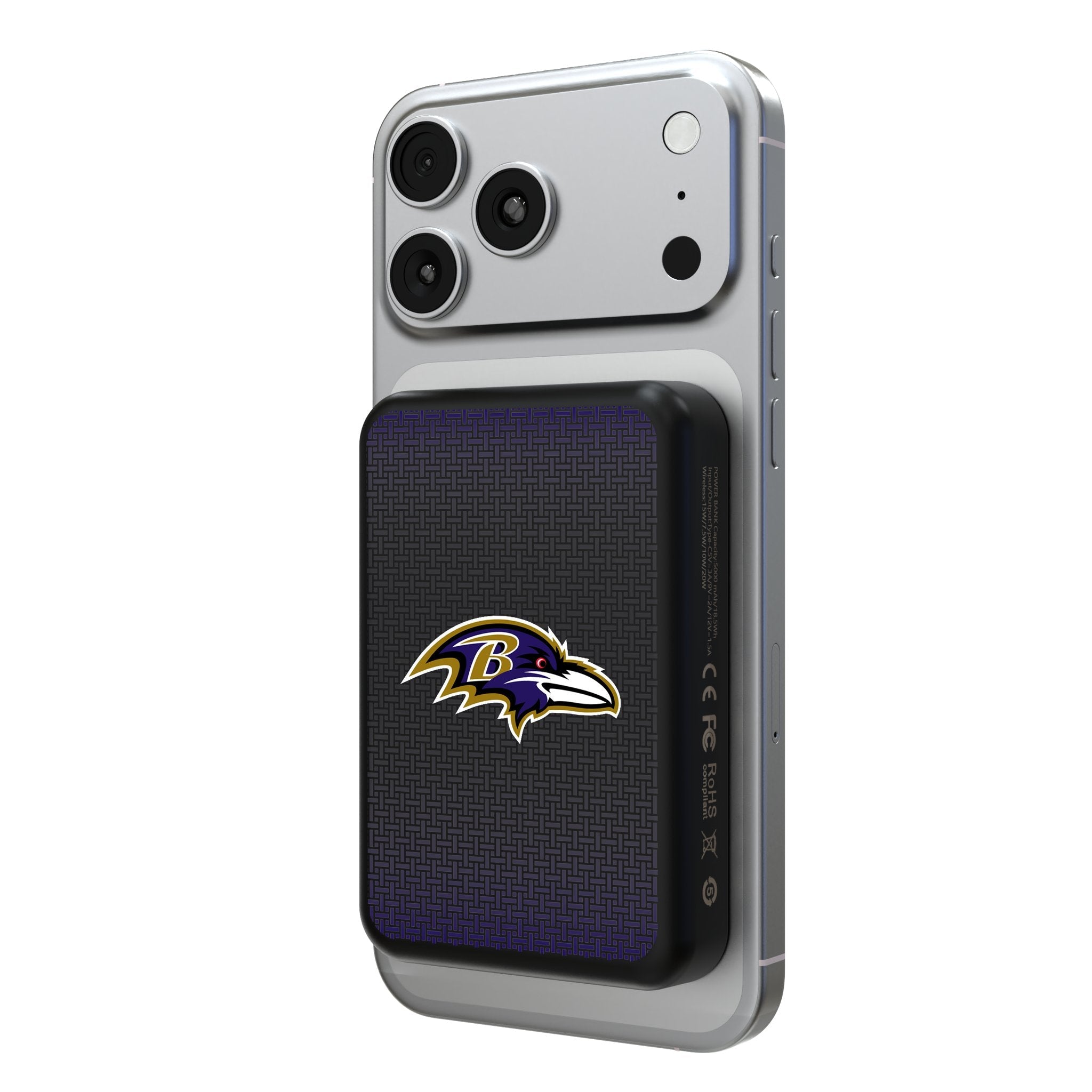 Baltimore Ravens Linen Wireless Mag Power Bank - Sports Gifts, Sports Memorabilia, Sports Collectibles, Fan Shop