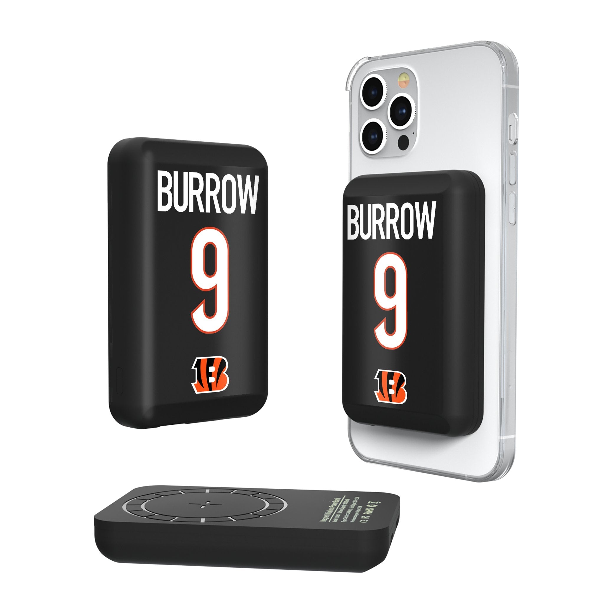 Joe Burrow Cincinnati Bengals 9 Ready Wireless Mag Power Bank - Sports Gifts, Sports Memorabilia, Sports Collectibles, Fan Shop