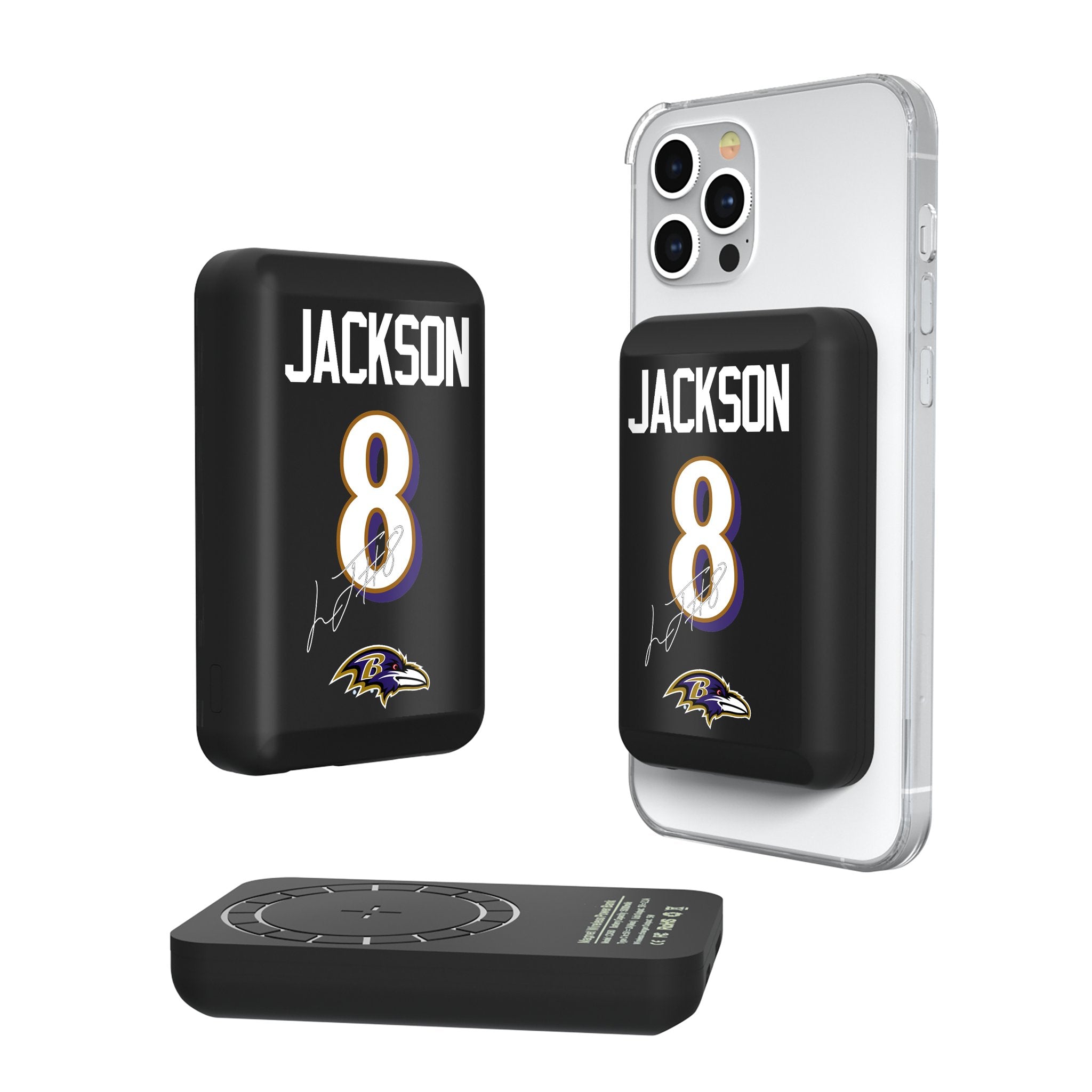 Lamar Jackson Baltimore Ravens 8 Ready Wireless Mag Power Bank - Sports Gifts, Sports Memorabilia, Sports Collectibles, Fan Shop