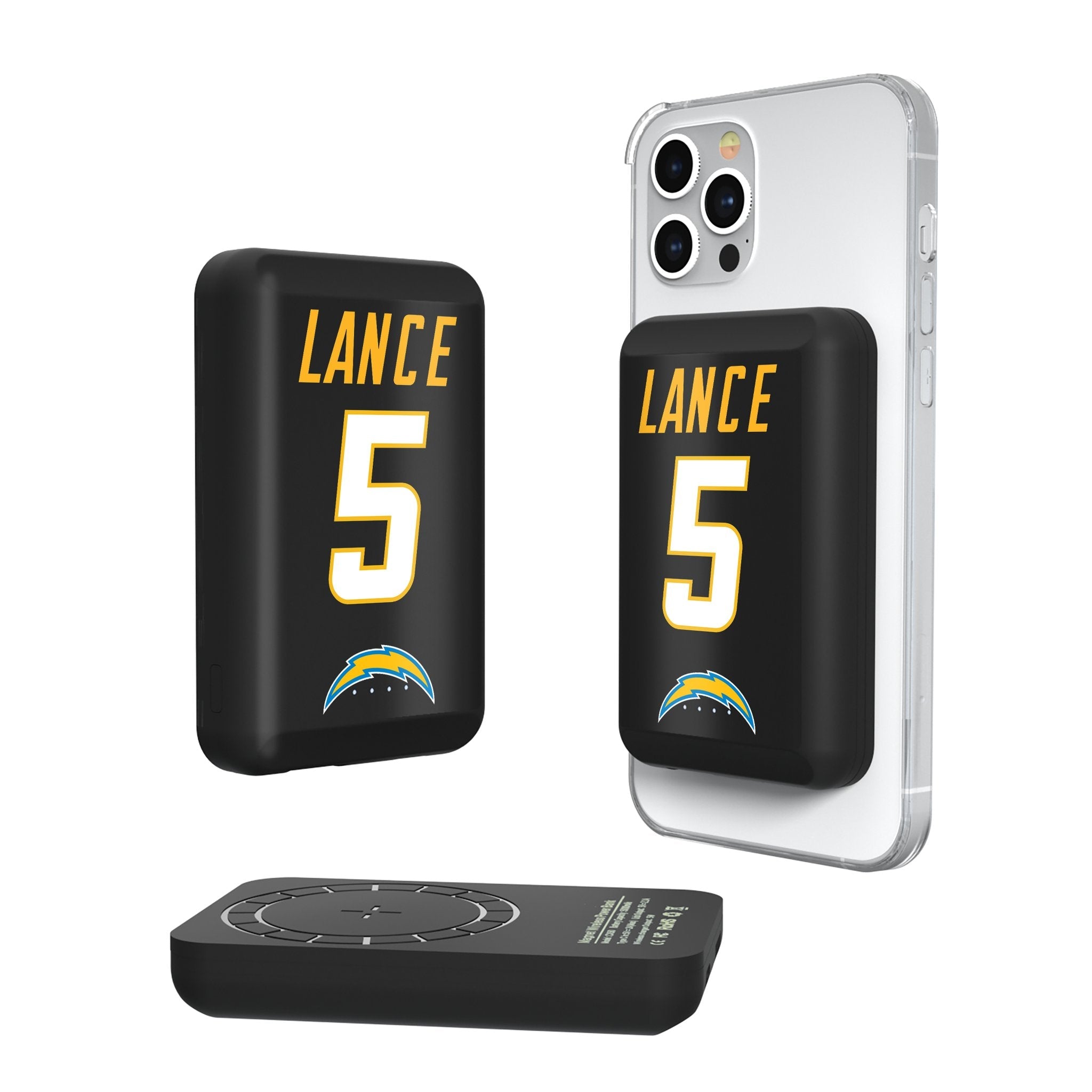 Trey Lance Los Angeles Chargers 5 Game Tactic Wireless Mag Power Bank - Sports Gifts, Sports Memorabilia, Sports Collectibles, Fan Shop