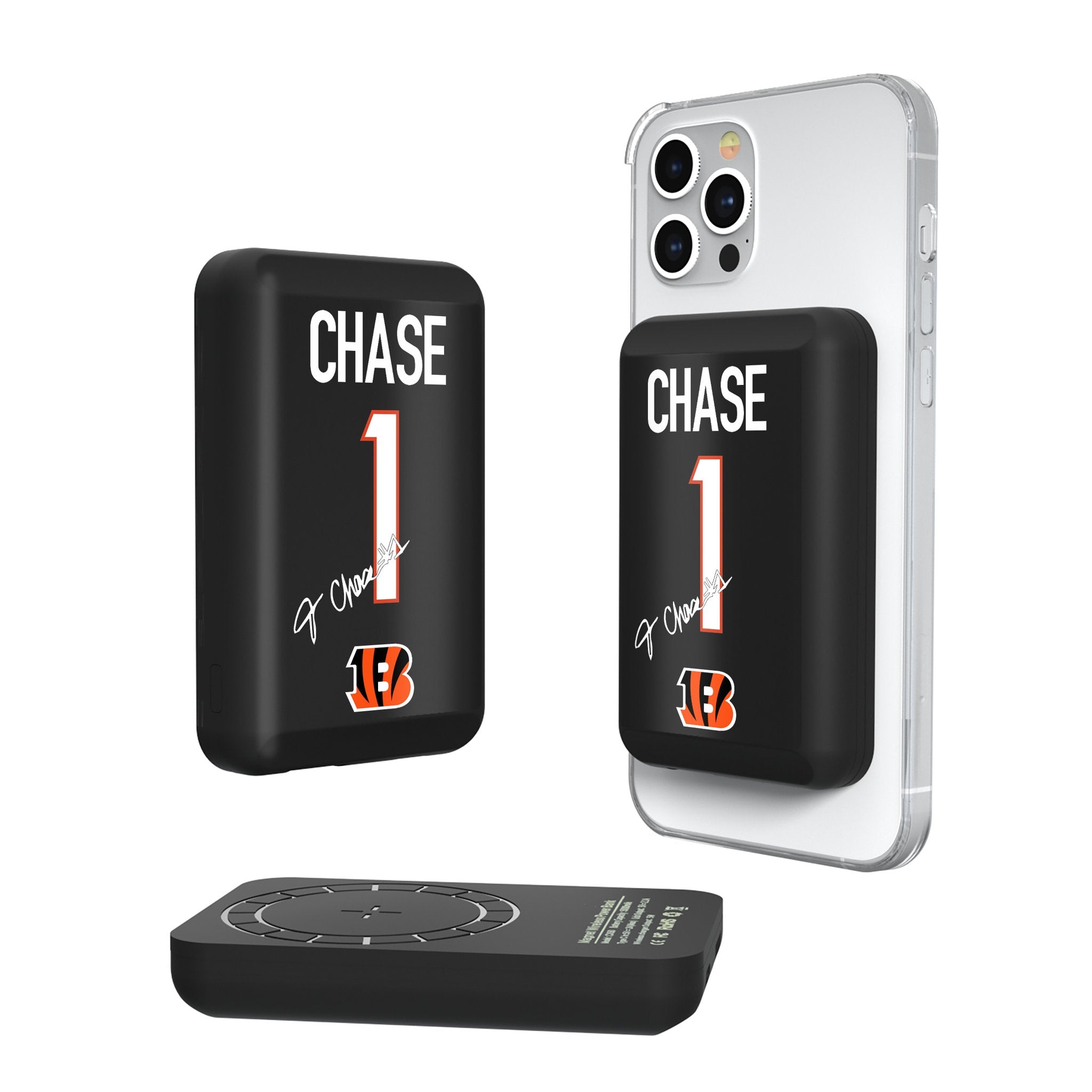 Ja'Marr Chase Cincinnati Bengals 1 Ready Wireless Mag Power Bank - Sports Gifts, Sports Memorabilia, Sports Collectibles, Fan Shop