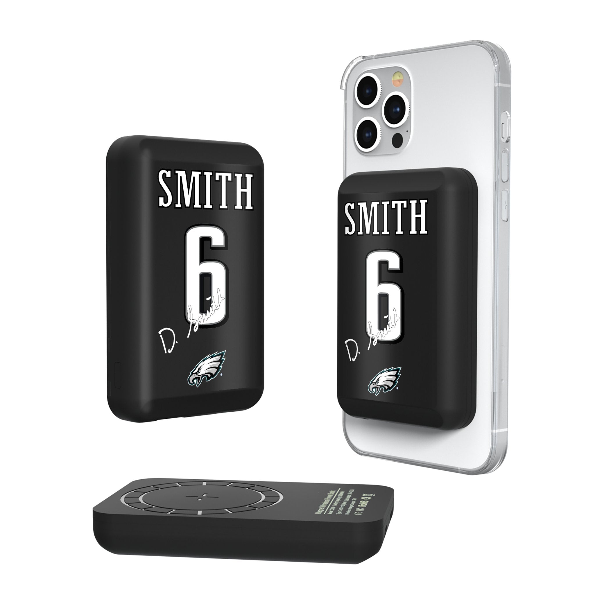 DeVonta Smith Philadelphia Eagles 6 Ready Wireless Mag Power Bank - Sports Gifts, Sports Memorabilia, Sports Collectibles, Fan Shop