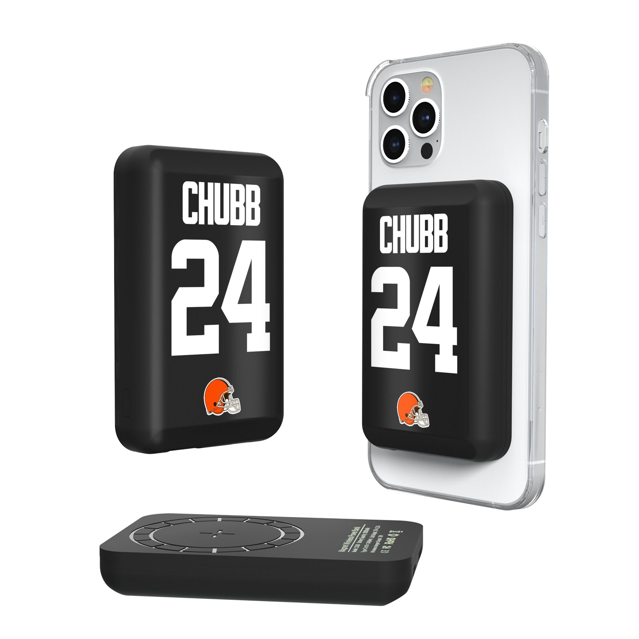 Nick Chubb Cleveland Browns 24 Ready Wireless Mag Power Bank - Sports Gifts, Sports Memorabilia, Sports Collectibles, Fan Shop