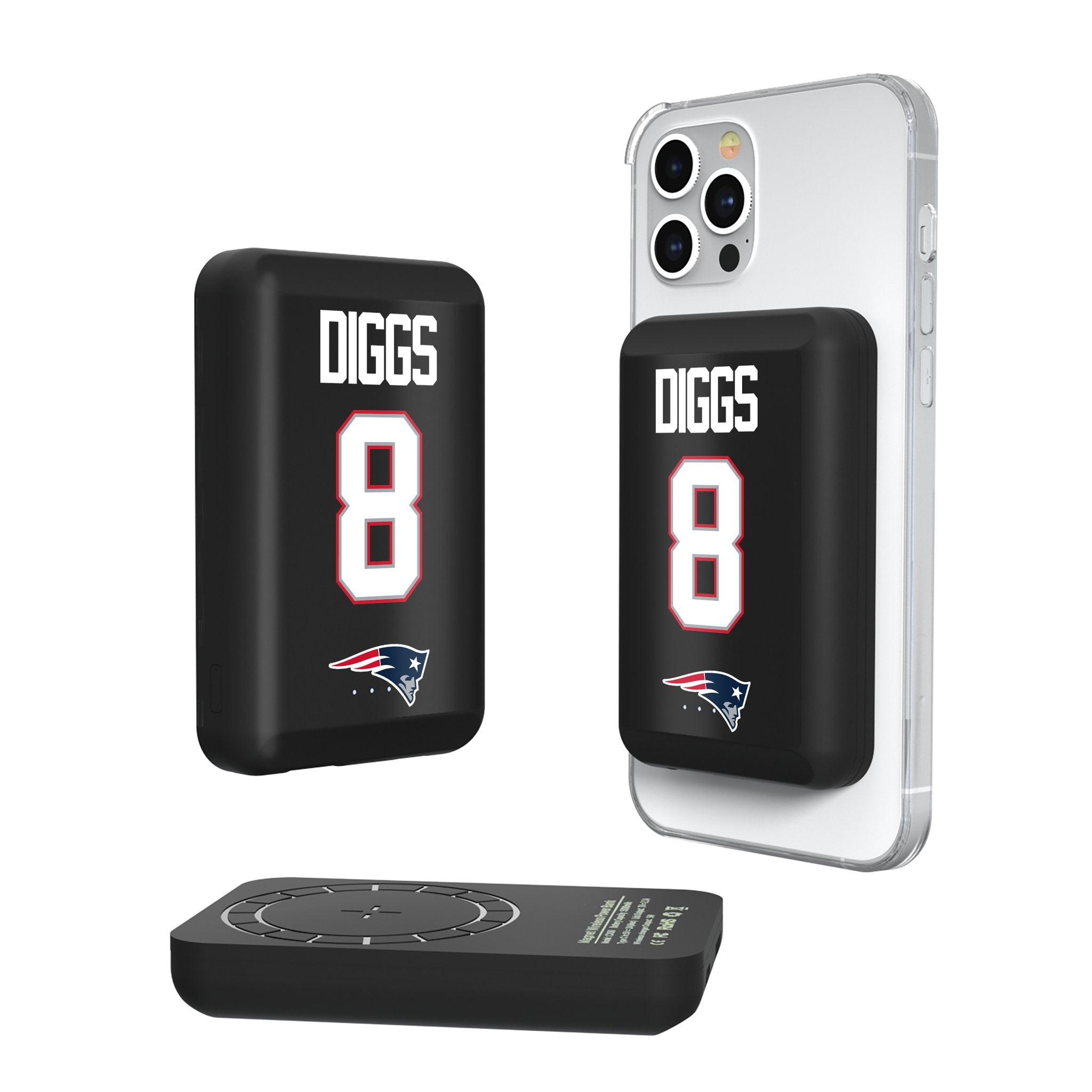 Stefon Diggs New England Patriots 8 Game Tactic Wireless Mag Power Bank - Sports Gifts, Sports Memorabilia, Sports Collectibles, Fan Shop
