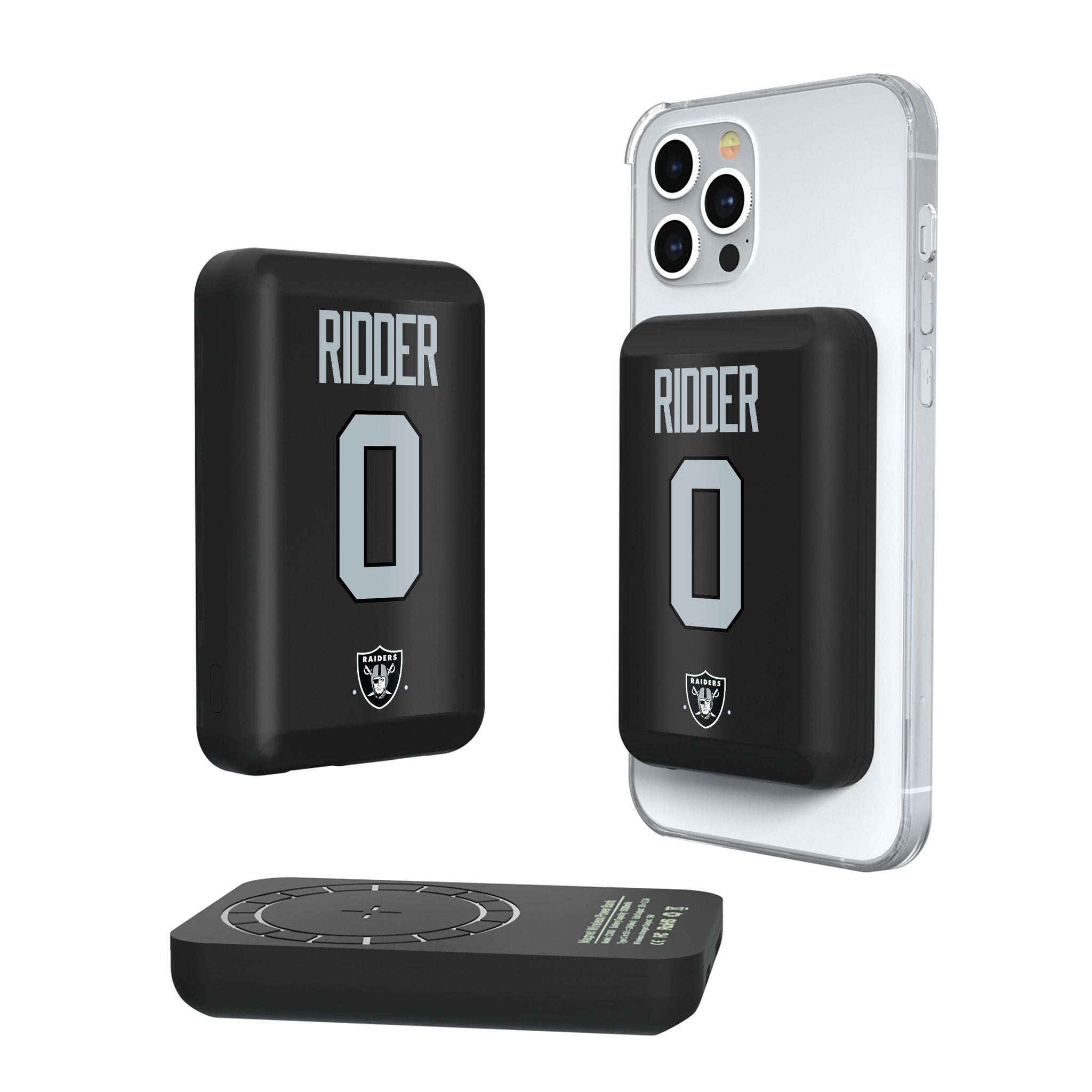 Desmond Ridder Las Vegas Raiders 0 Game Tactic Wireless Mag Power Bank - Sports Gifts, Sports Memorabilia, Sports Collectibles, Fan Shop