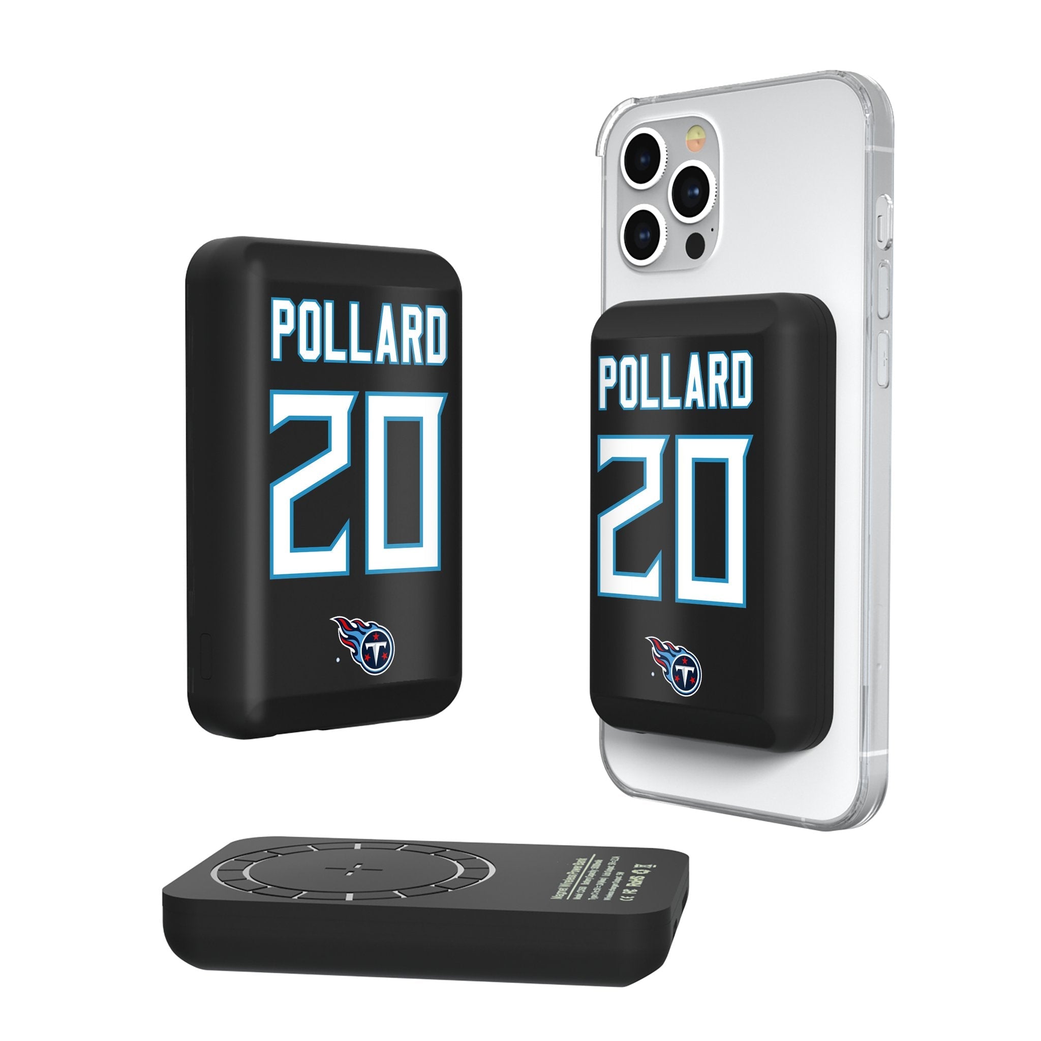 Tony Pollard Tennessee Titans 20 Ready Wireless Mag Power Bank - Sports Gifts, Sports Memorabilia, Sports Collectibles, Fan Shop