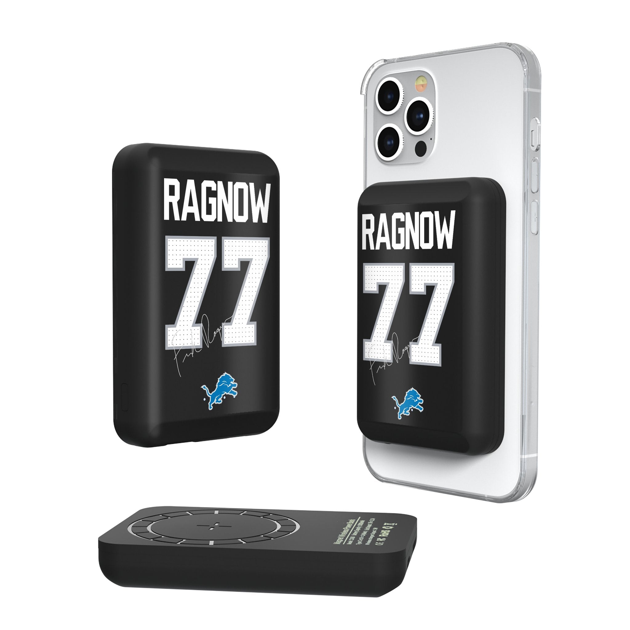 Frank Ragnow Detroit Lions 77 Ready Wireless Mag Power Bank - Sports Gifts, Sports Memorabilia, Sports Collectibles, Fan Shop