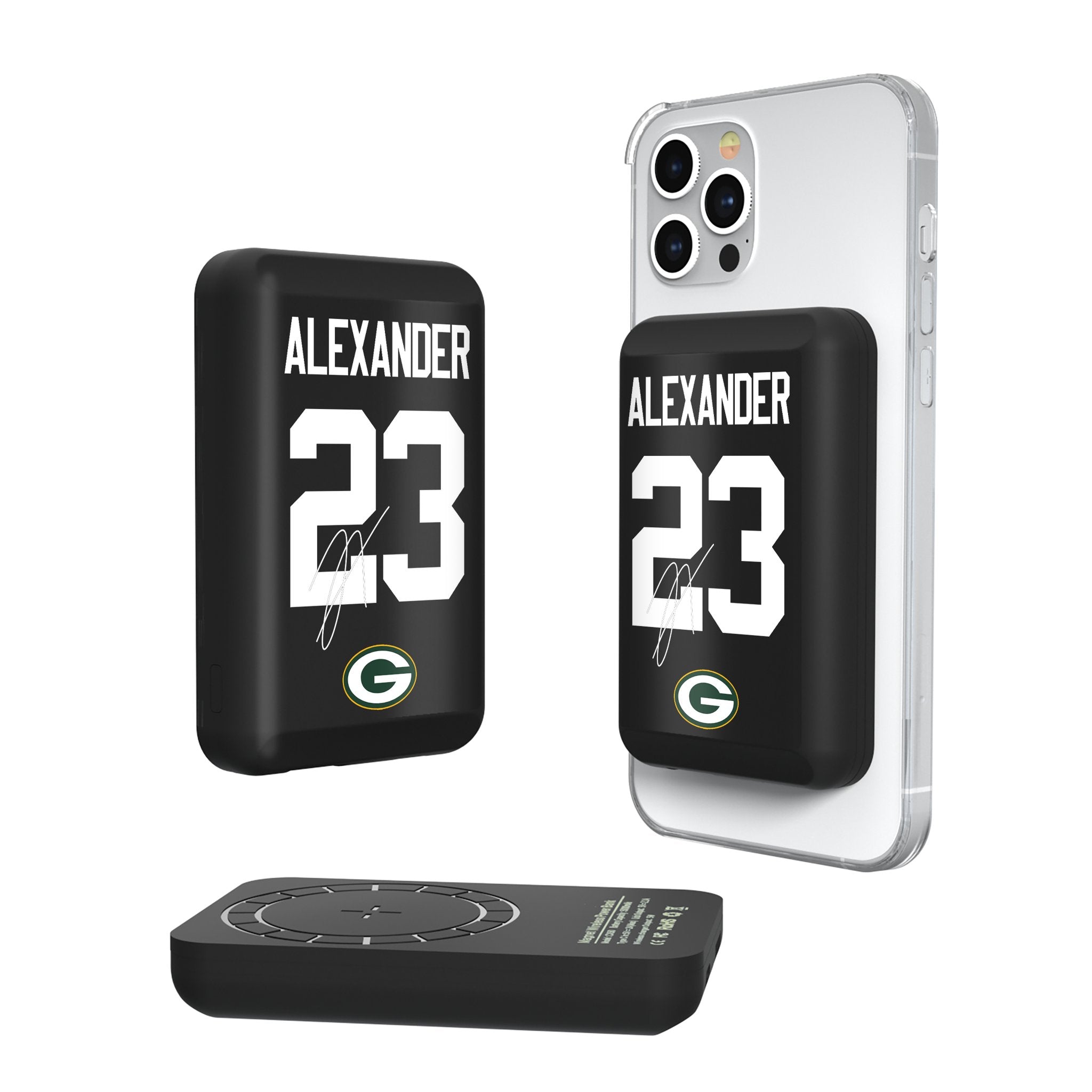 Jaire Alexander Green Bay Packers 23 Ready Wireless Mag Power Bank - Sports Gifts, Sports Memorabilia, Sports Collectibles, Fan Shop