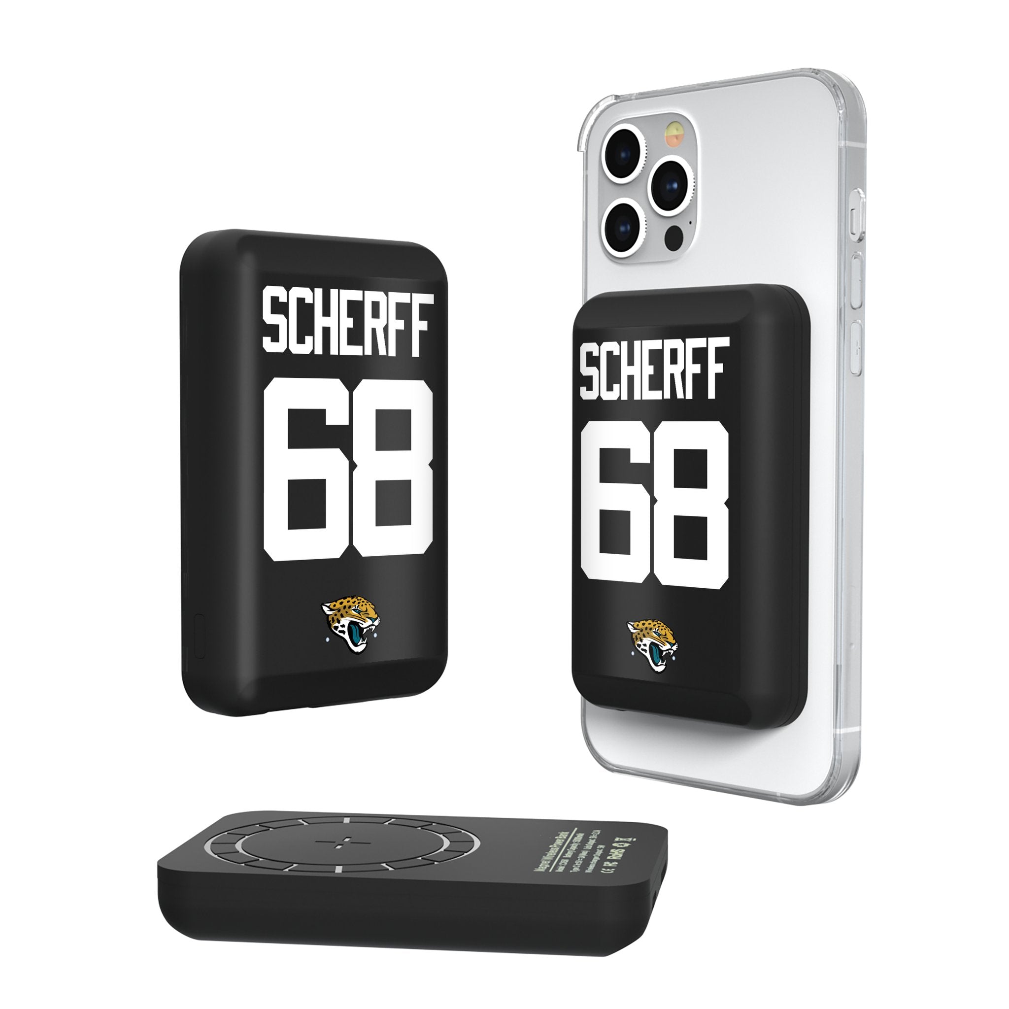 Brandon Scherff Jacksonville Jaguars 68 Ready Wireless Mag Power Bank - Sports Gifts, Sports Memorabilia, Sports Collectibles, Fan Shop