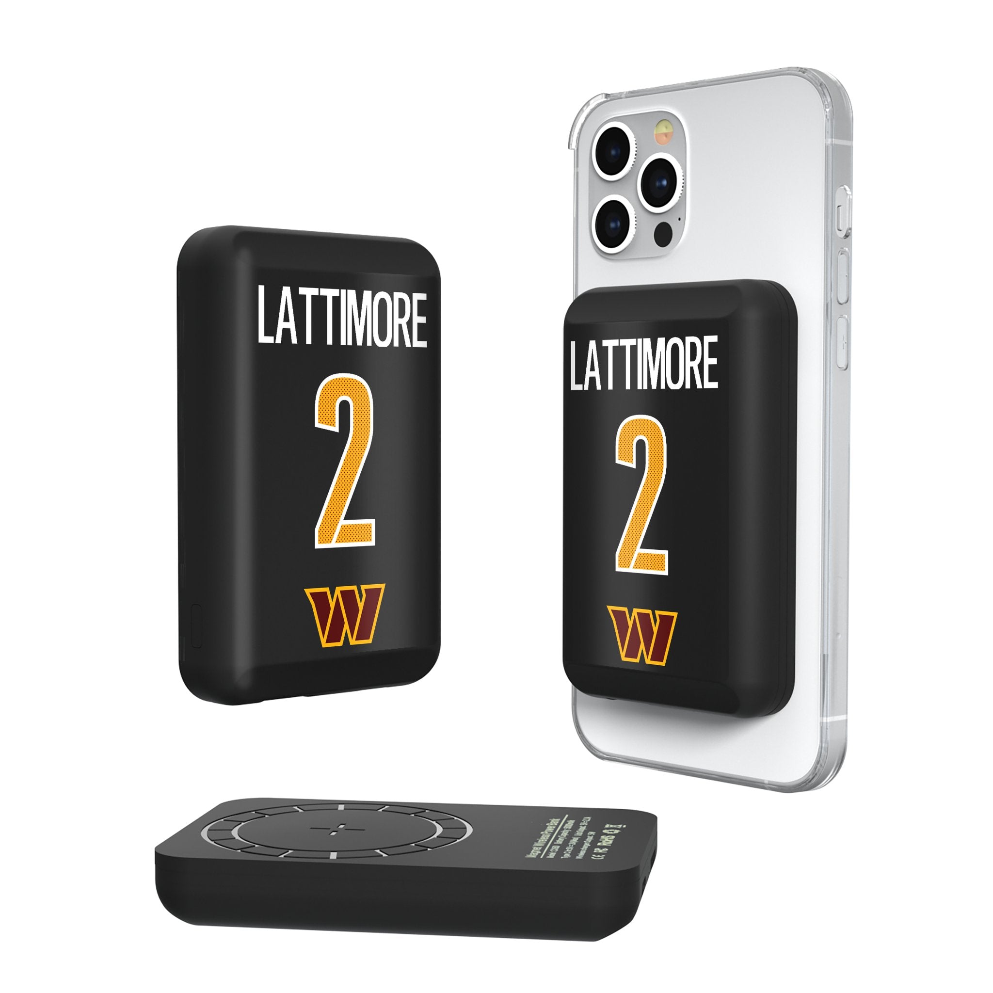 Marshon Lattimore Washington Commanders 2 Game Tactic Wireless Mag Power Bank - Sports Gifts, Sports Memorabilia, Sports Collectibles, Fan Shop