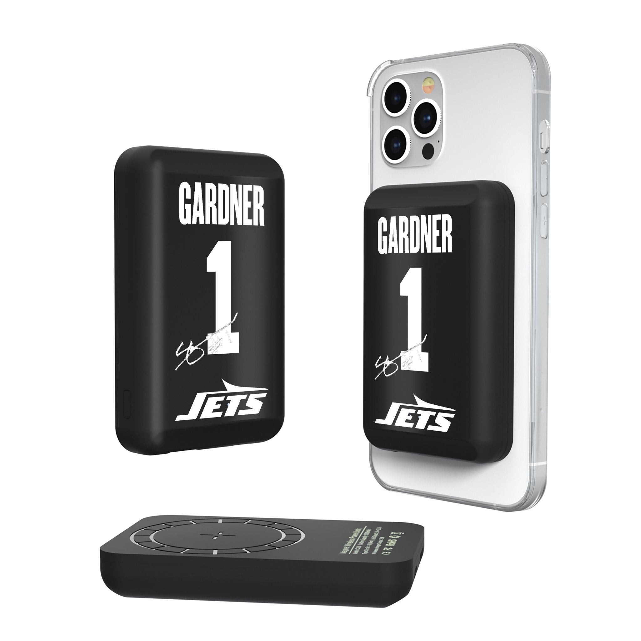 Sauce Gardner New York Jets 1 Ready Wireless Mag Power Bank - Sports Gifts, Sports Memorabilia, Sports Collectibles, Fan Shop