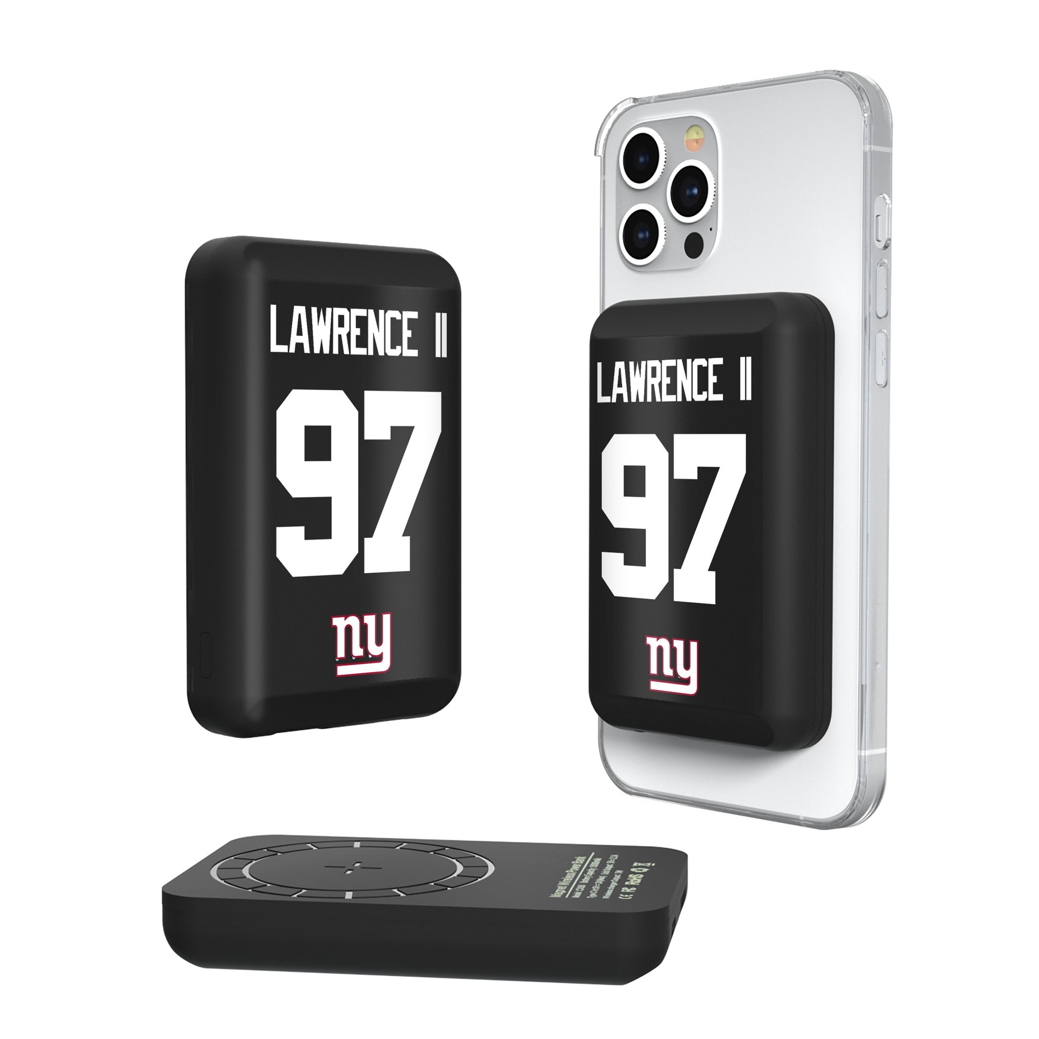 Dexter Lawrence II New York Giants 97 Ready Wireless Mag Power Bank - Sports Gifts, Sports Memorabilia, Sports Collectibles, Fan Shop