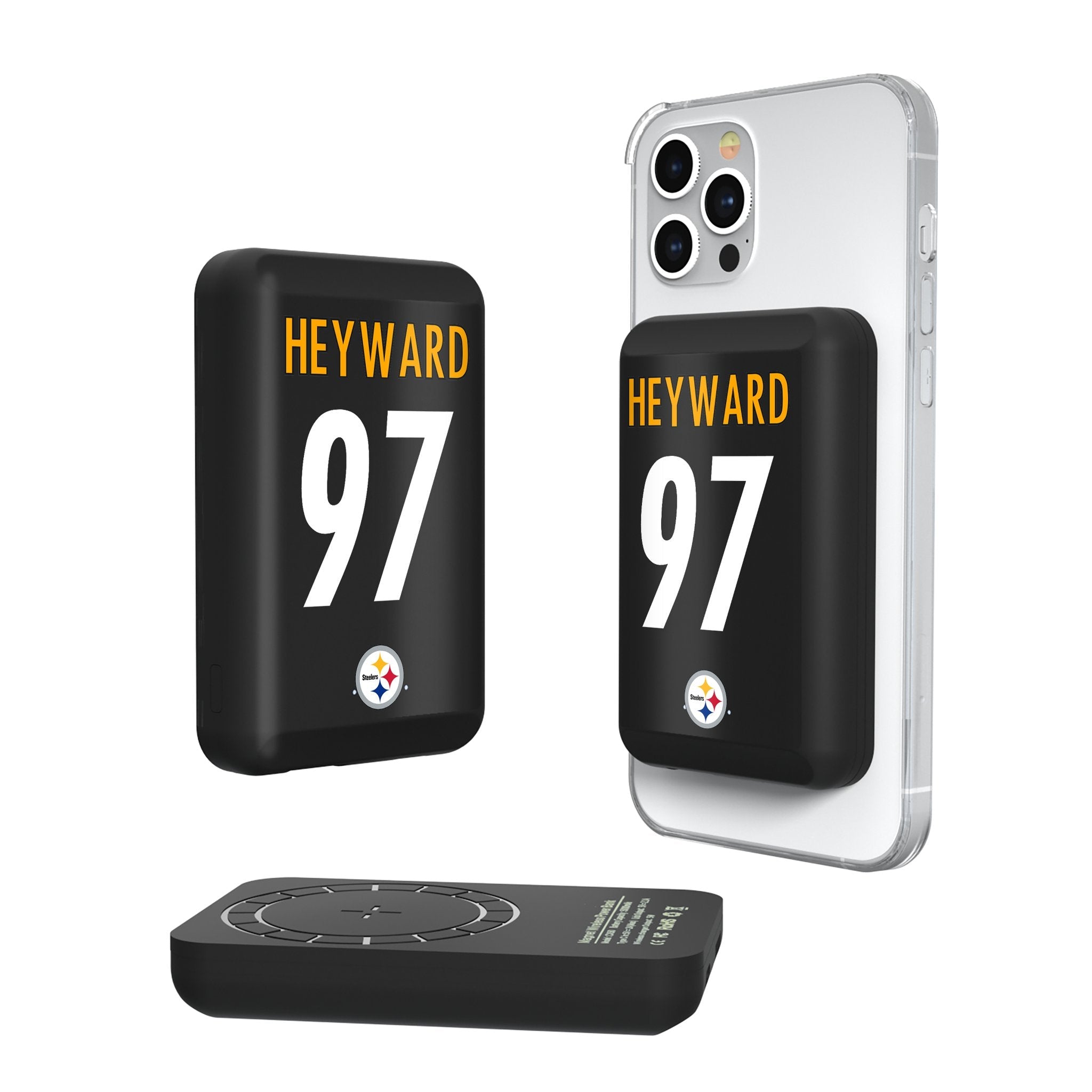 Cameron Heyward Pittsburgh Steelers 97 Ready Wireless Mag Power Bank - Sports Gifts, Sports Memorabilia, Sports Collectibles, Fan Shop
