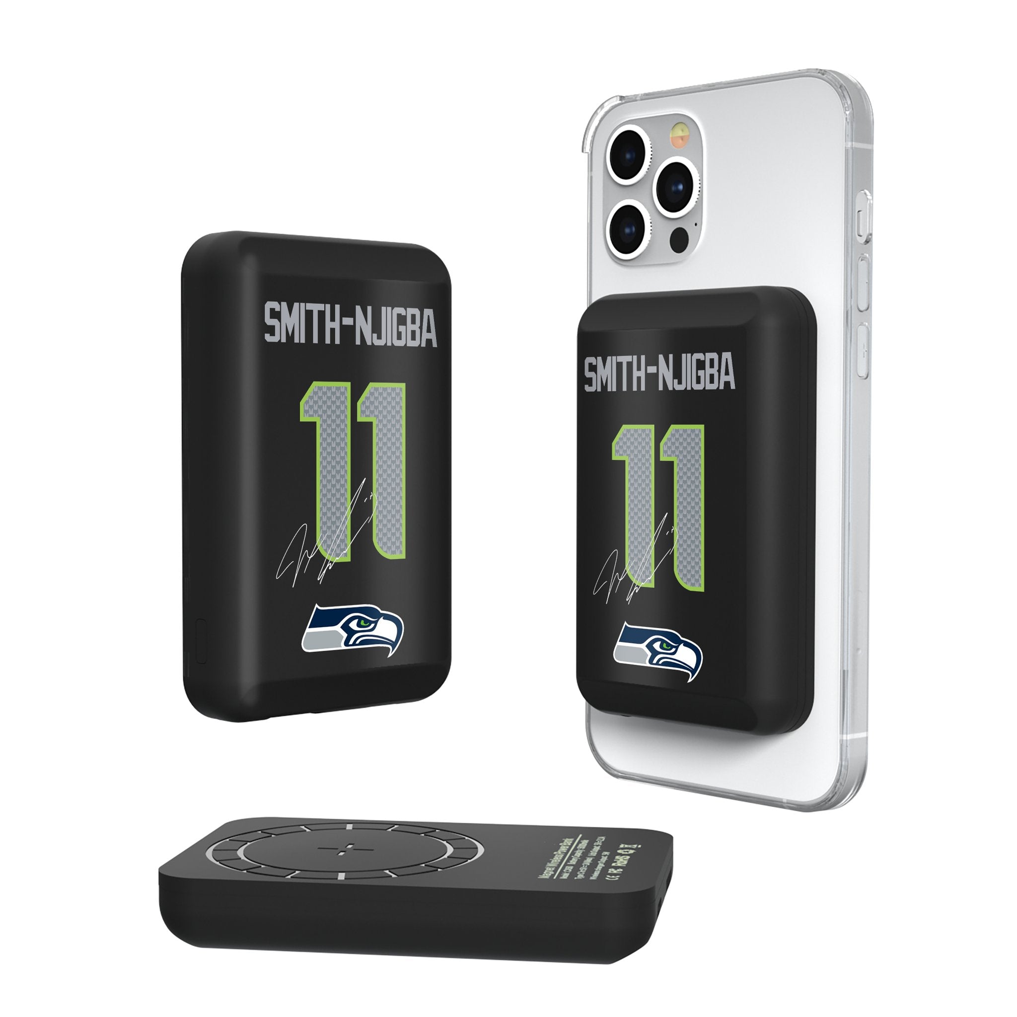 Jaxon Smith-Njigba Seattle Seahawks 11 Game Tactic Wireless Mag Power Bank - Sports Gifts, Sports Memorabilia, Sports Collectibles, Fan Shop