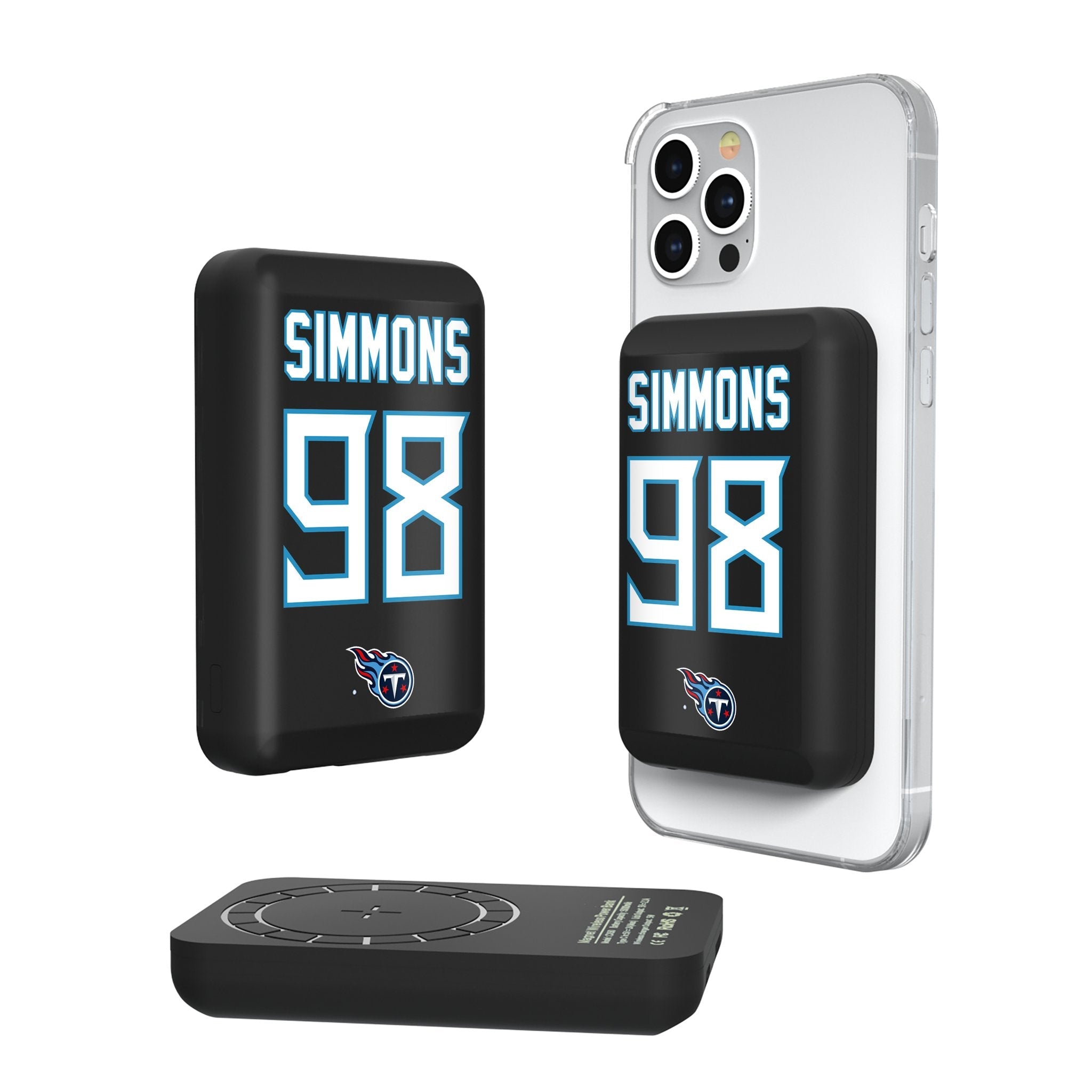 Jeffery Simmons Tennessee Titans 98 Ready Wireless Mag Power Bank - Sports Gifts, Sports Memorabilia, Sports Collectibles, Fan Shop