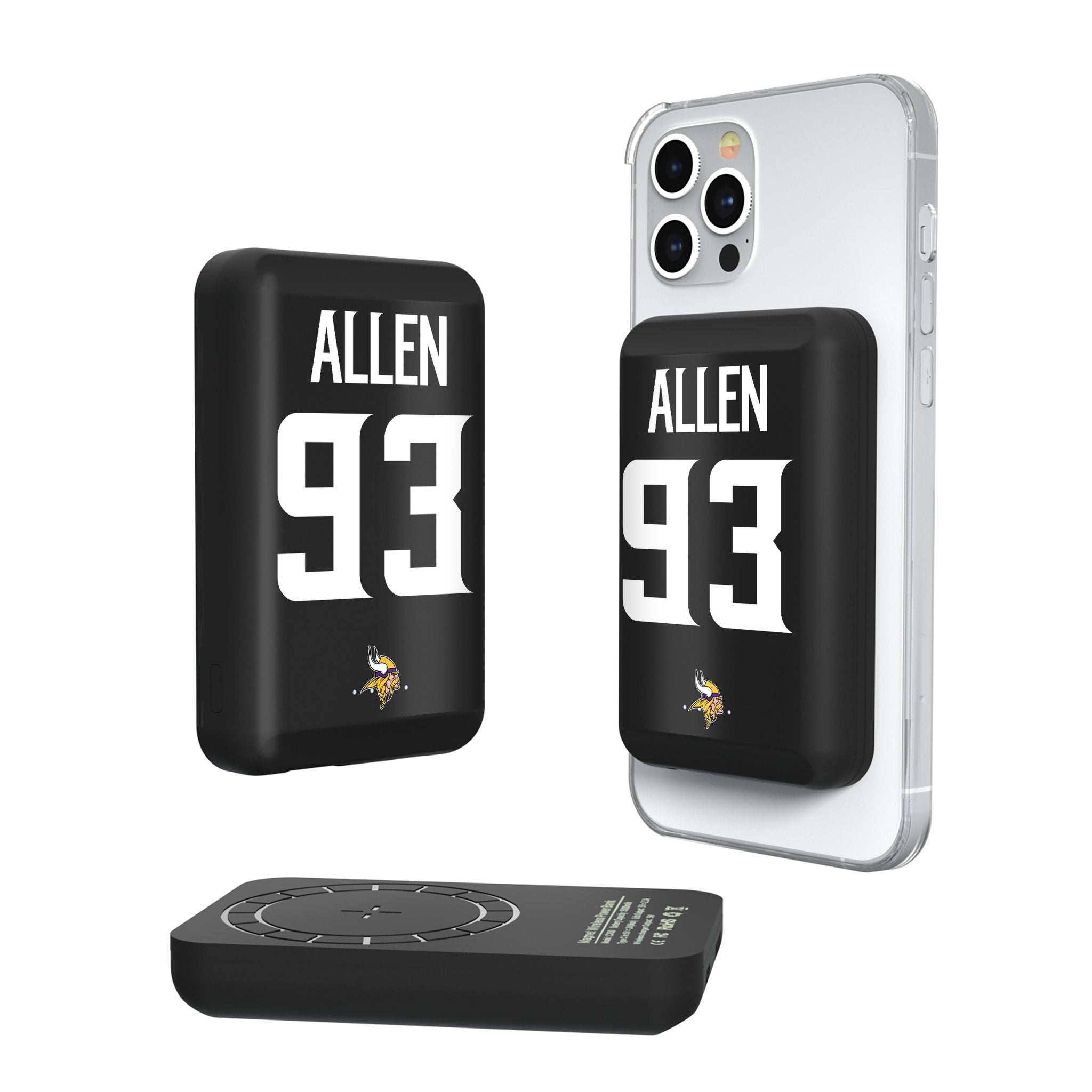 Jonathan Allen Minnesota Vikings 93 Game Tactic Wireless Mag Power Bank - Sports Gifts, Sports Memorabilia, Sports Collectibles, Fan Shop