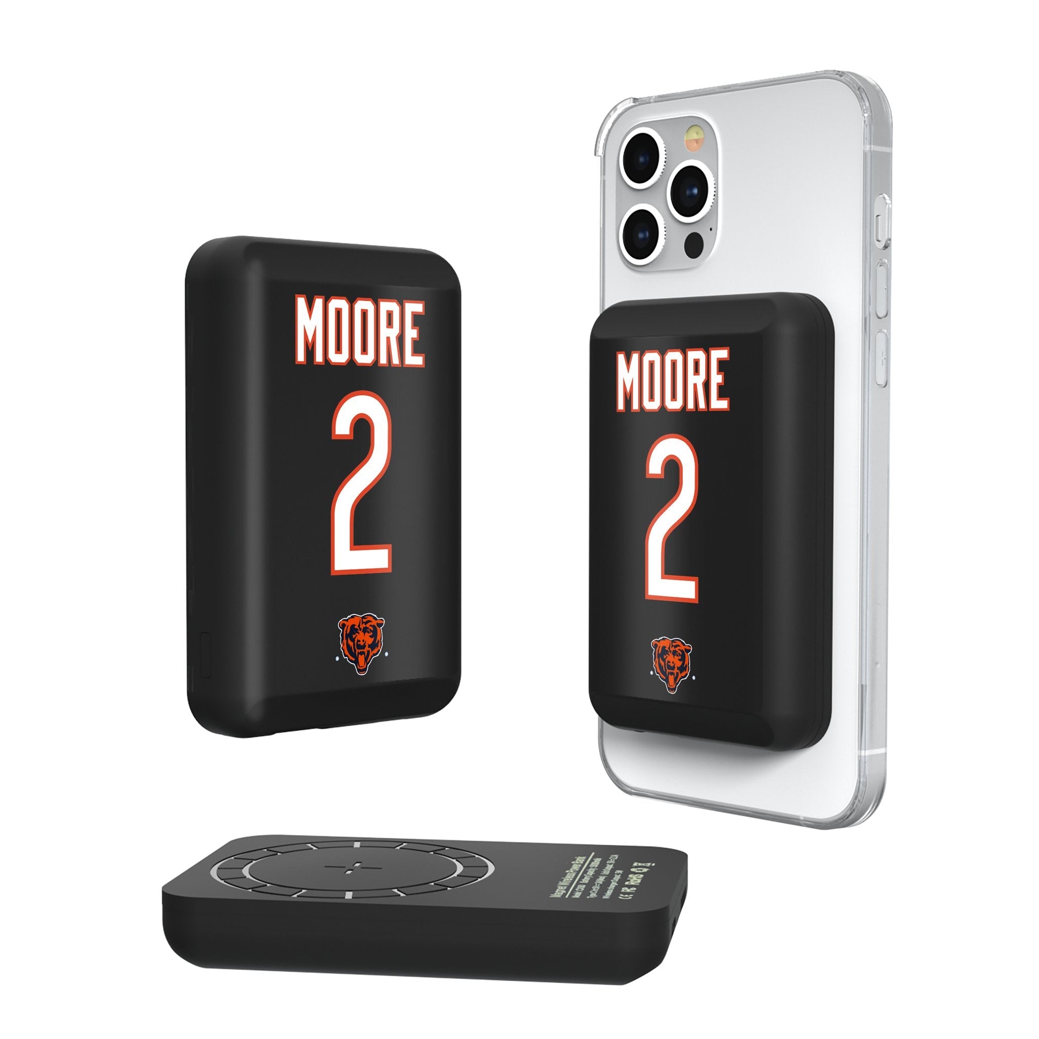 DJ Moore Chicago Bears 2 Ready Wireless Mag Power Bank - Sports Gifts, Sports Memorabilia, Sports Collectibles, Fan Shop