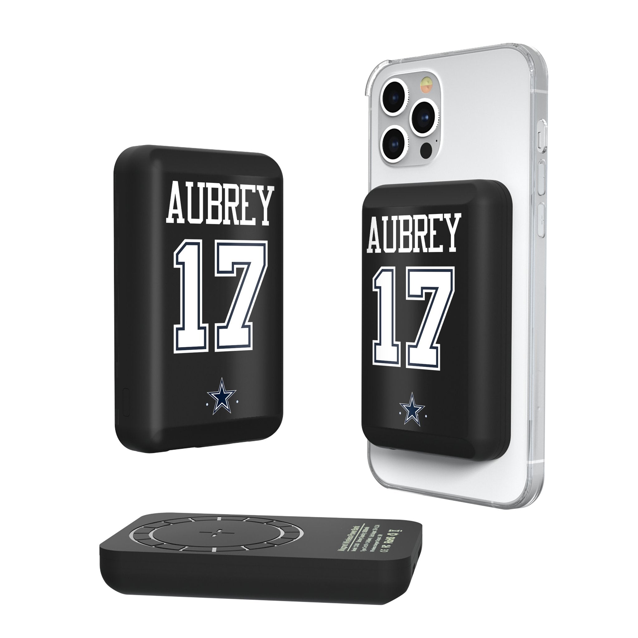 Brandon Aubrey Dallas Cowboys 17 Ready Wireless Mag Power Bank - Sports Gifts, Sports Memorabilia, Sports Collectibles, Fan Shop