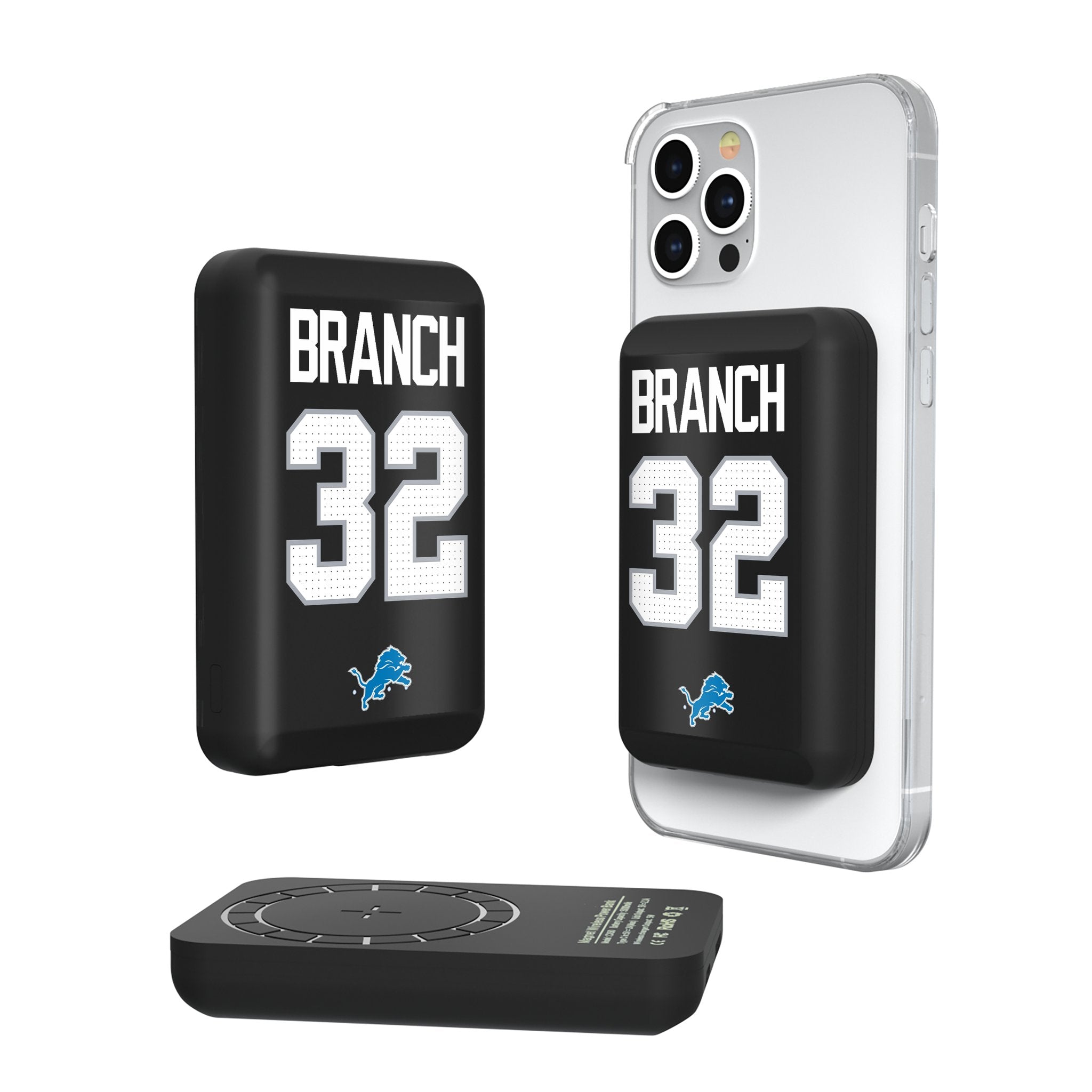 Brian Branch Detroit Lions 32 Ready Wireless Mag Power Bank - Sports Gifts, Sports Memorabilia, Sports Collectibles, Fan Shop