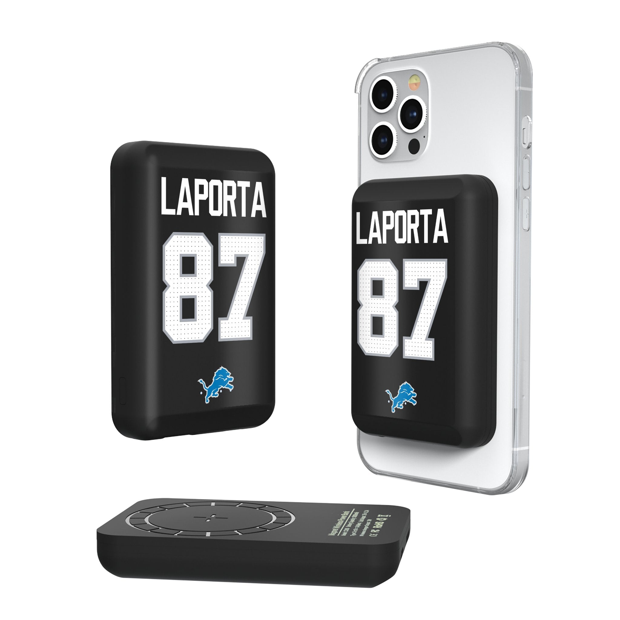 Sam LaPorta Detroit Lions 87 Ready Wireless Mag Power Bank - Sports Gifts, Sports Memorabilia, Sports Collectibles, Fan Shop