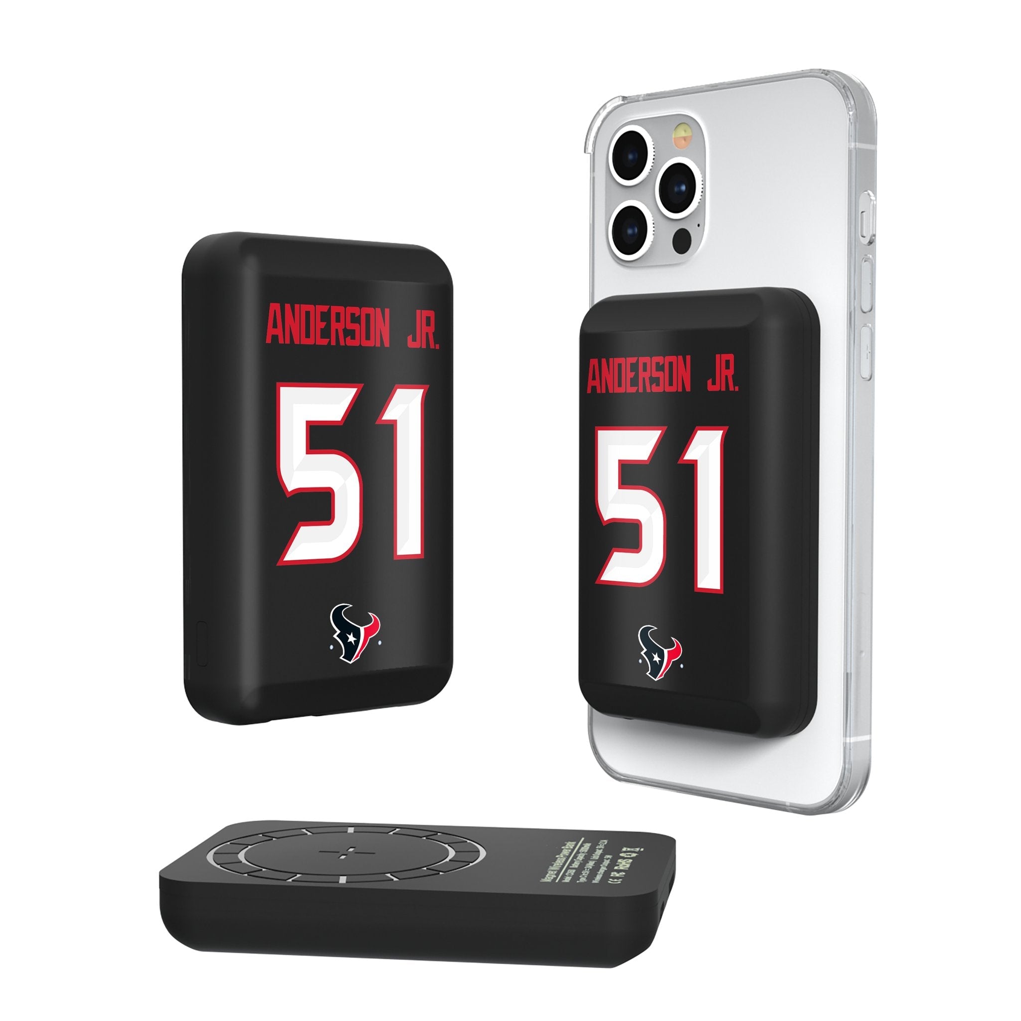 Will Anderson Jr. Houston Texans 51 Ready Wireless Mag Power Bank - Sports Gifts, Sports Memorabilia, Sports Collectibles, Fan Shop