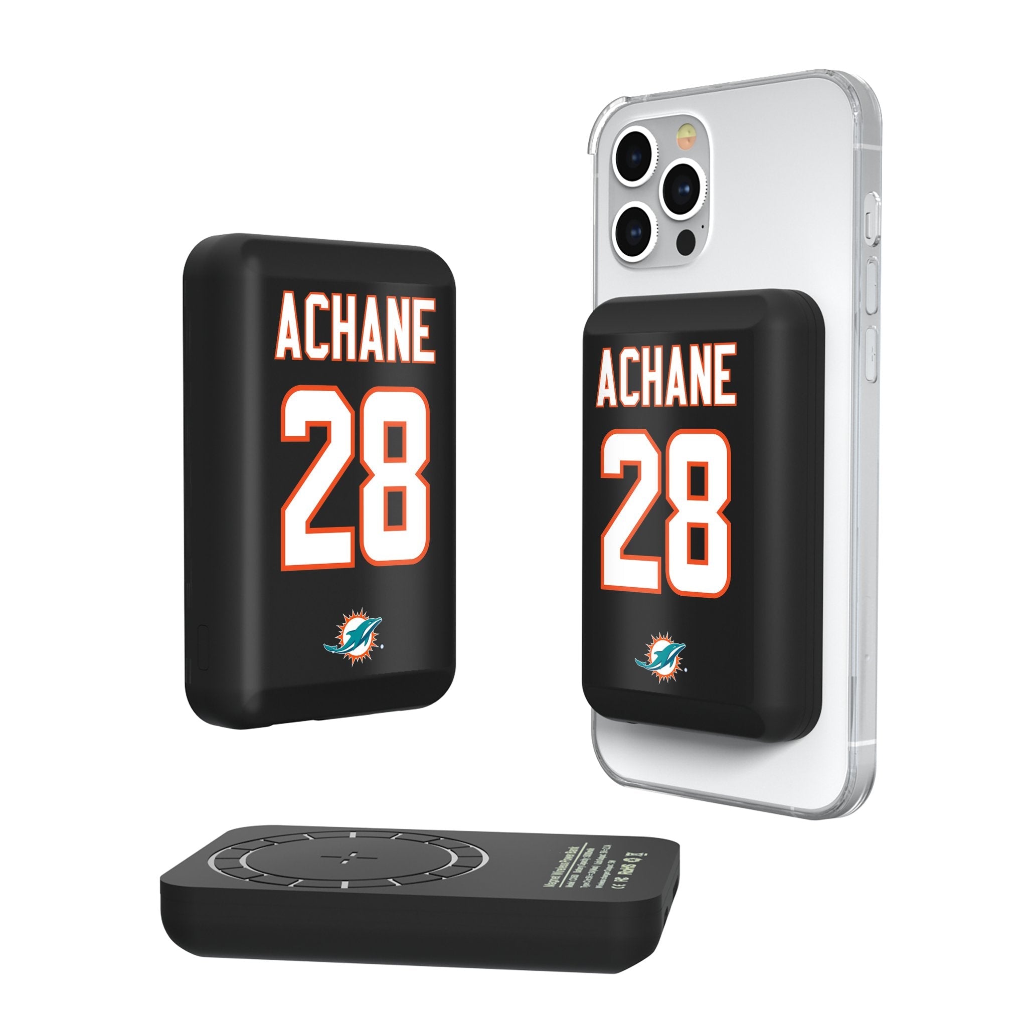 De'Von Achane Miami Dolphins 28 Ready Wireless Mag Power Bank - Sports Gifts, Sports Memorabilia, Sports Collectibles, Fan Shop