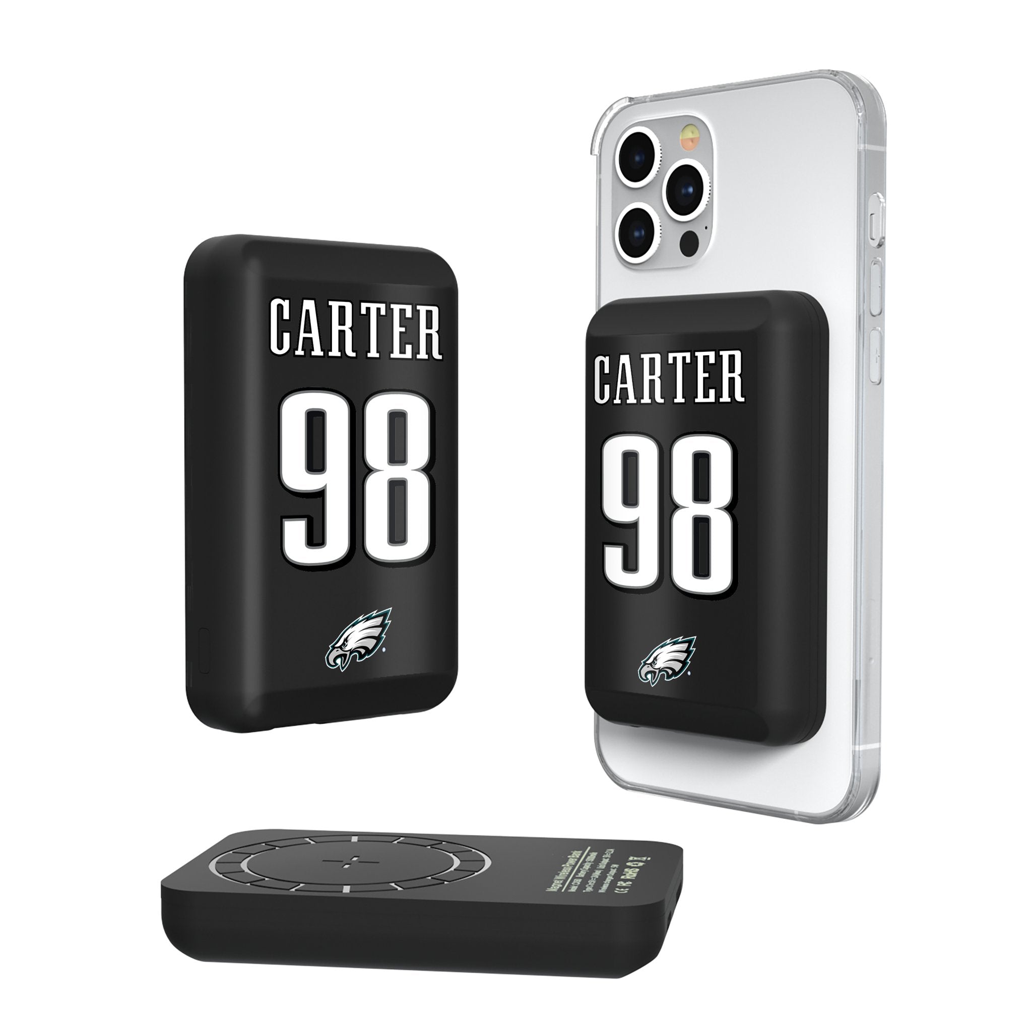 Jalen Carter Philadelphia Eagles 98 Ready Wireless Mag Power Bank - Sports Gifts, Sports Memorabilia, Sports Collectibles, Fan Shop