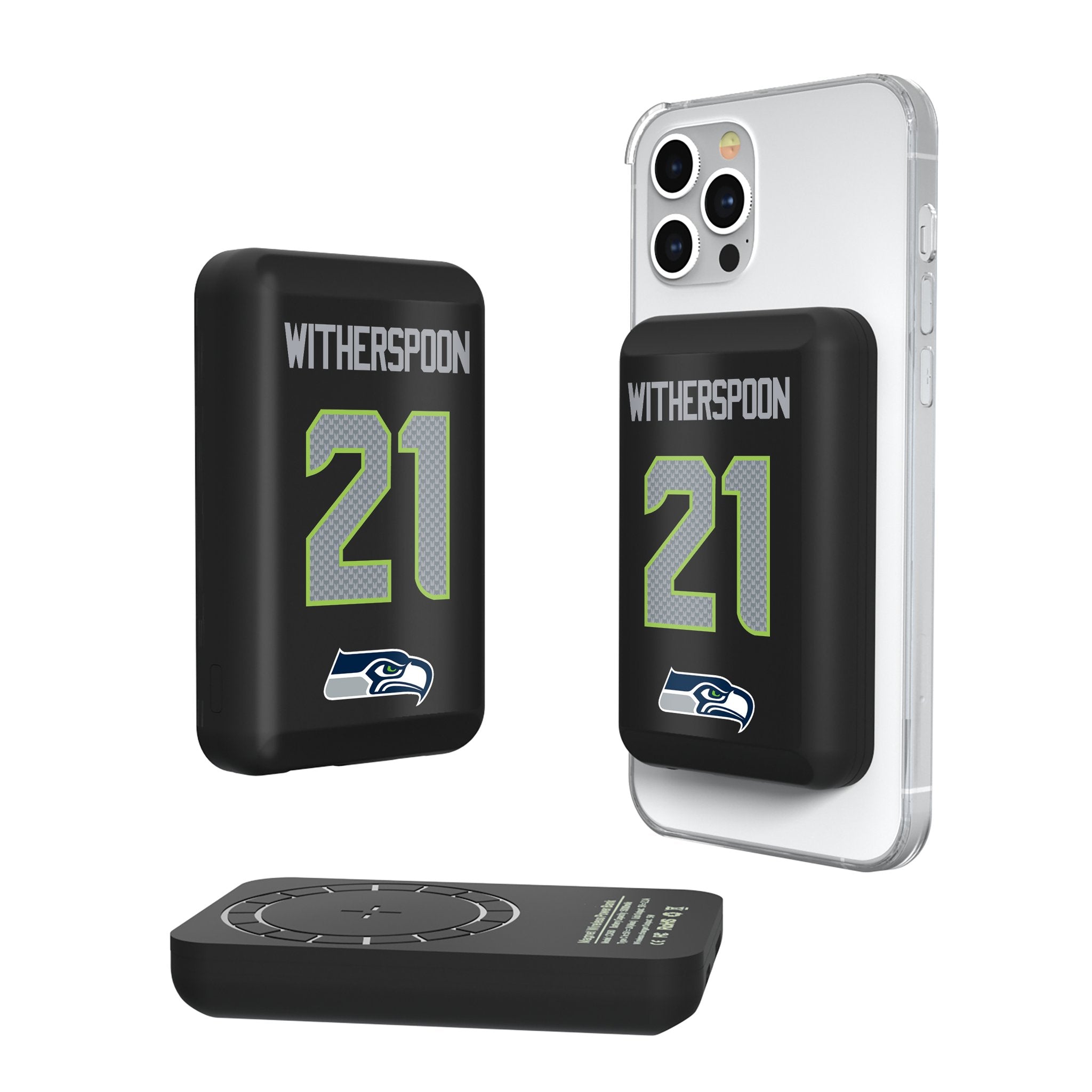 Devon Witherspoon Seattle Seahawks 21 Ready Wireless Mag Power Bank - Sports Gifts, Sports Memorabilia, Sports Collectibles, Fan Shop