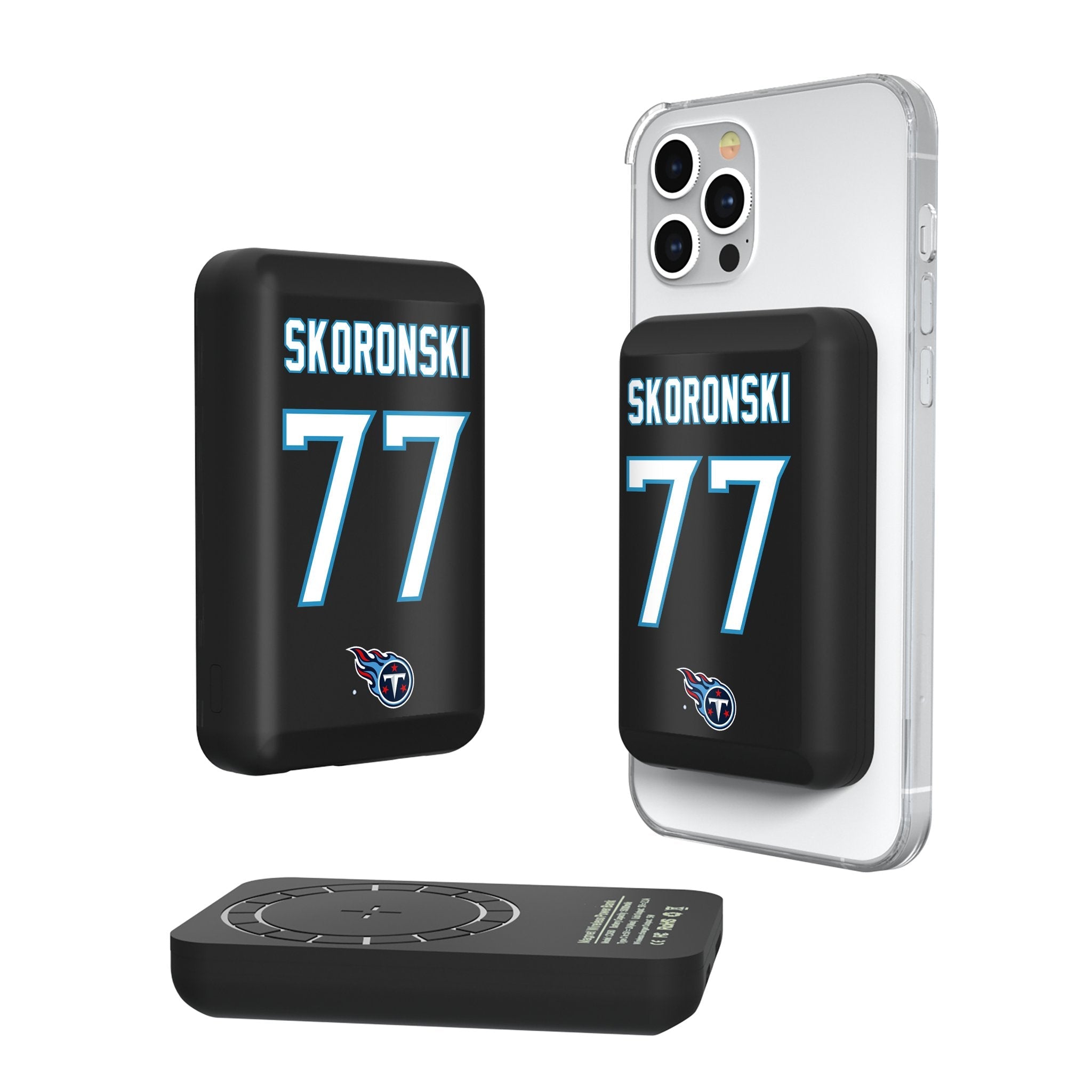 Peter Skoronski Tennessee Titans 77 Ready Wireless Mag Power Bank - Sports Gifts, Sports Memorabilia, Sports Collectibles, Fan Shop