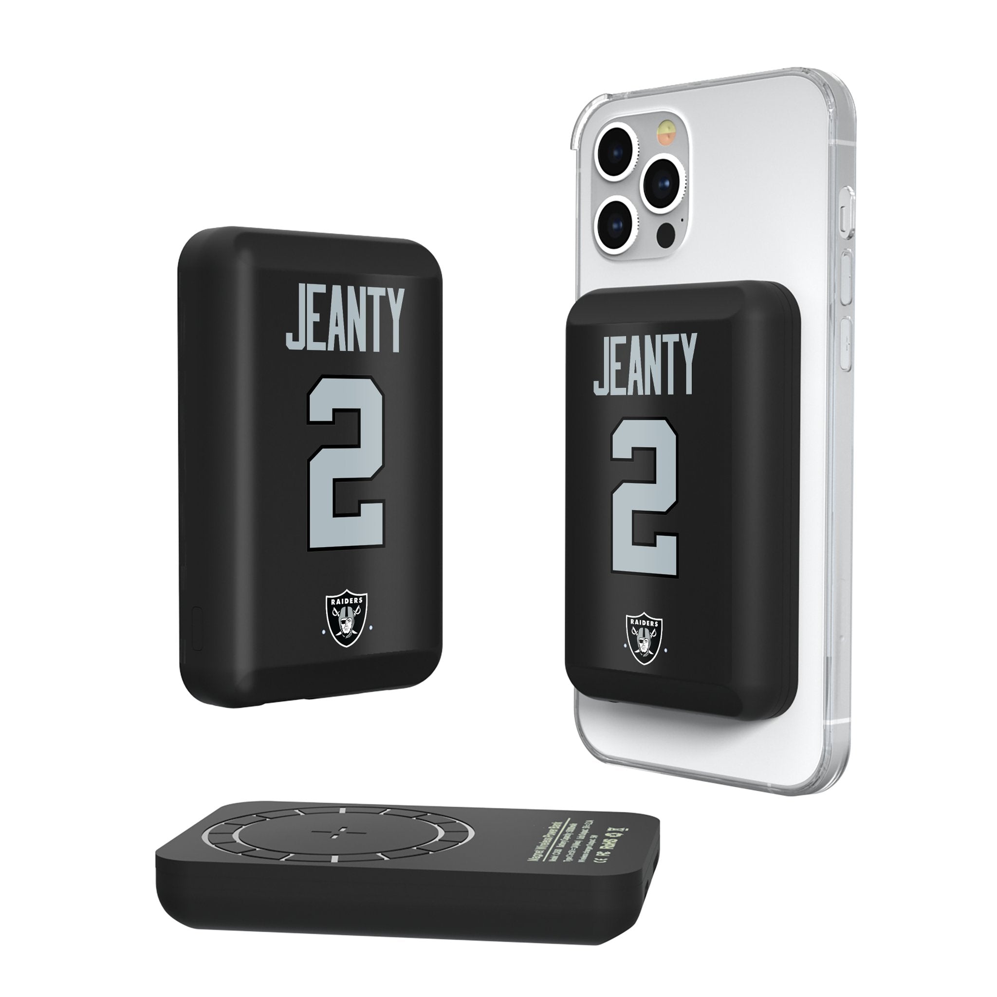 Ashton Jeanty Las Vegas Raiders 2 Game Tactic Wireless Mag Power Bank - Sports Gifts, Sports Memorabilia, Sports Collectibles, Fan Shop