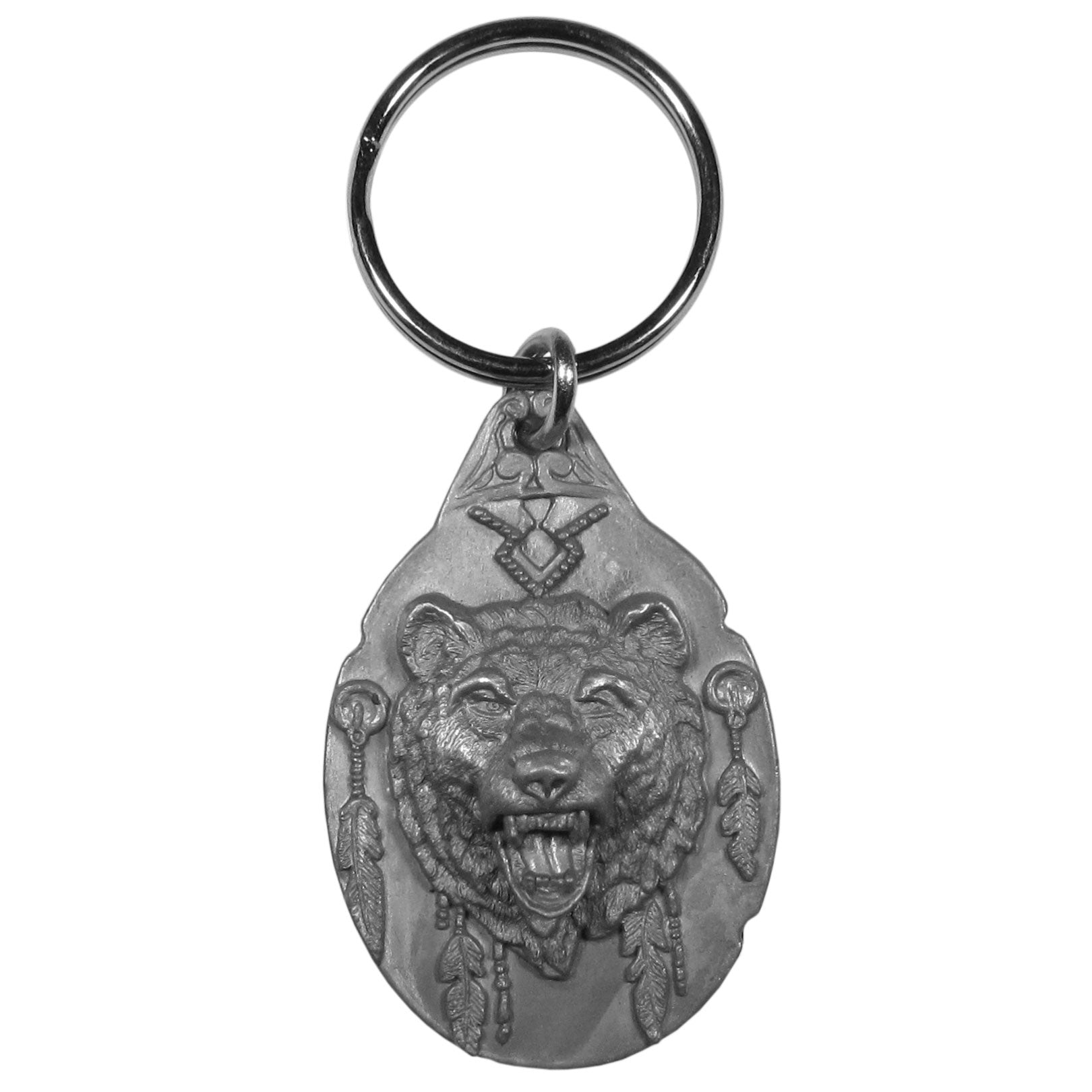 Bear Head Shield Antiqued Key Chain