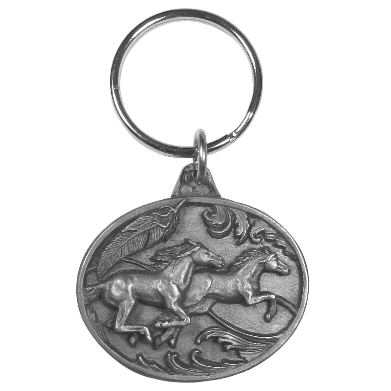 Running Horses Antiqued Keyring